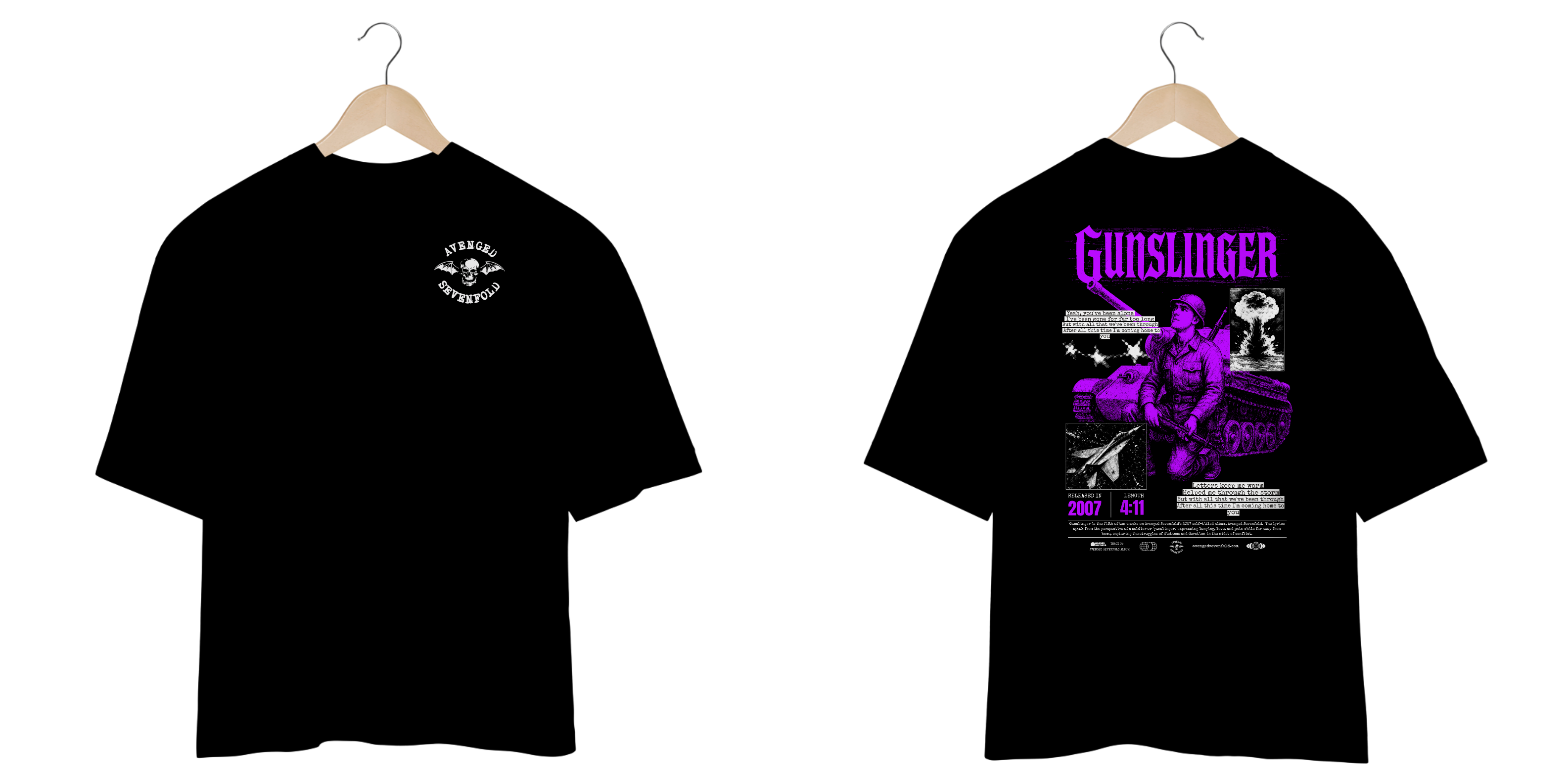 Camiseta Oversized Avenged Sevenfold Gunslinger (Estampa Frente e Costas)