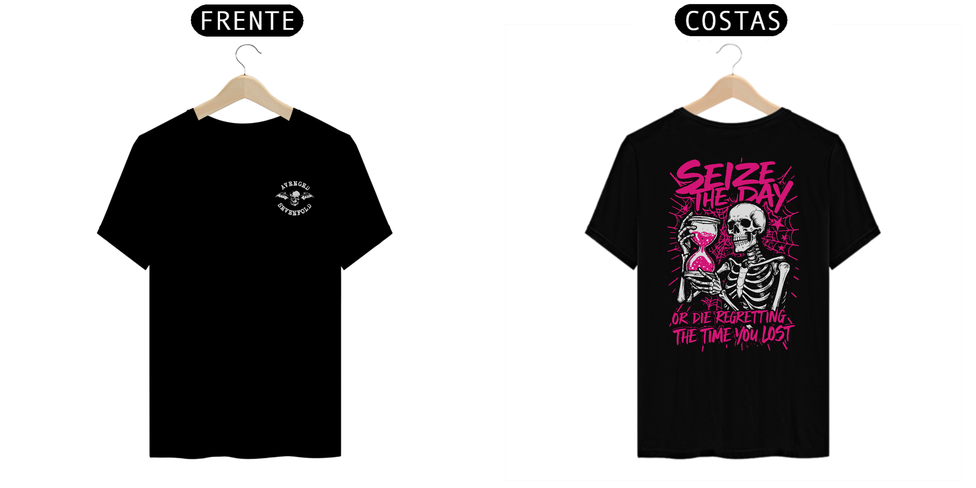 Camiseta Avenged Sevenfold Seize The Day (Preta, Estampa Frente e Costas)