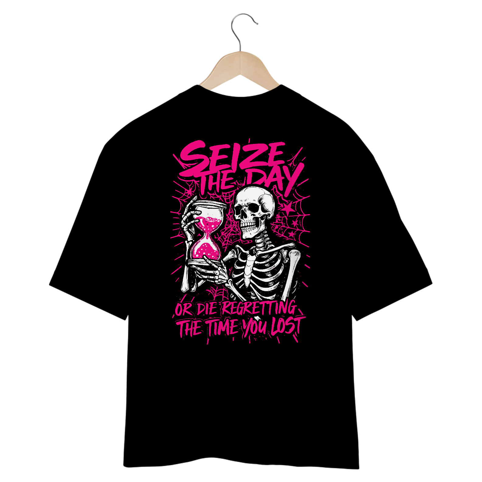 Camiseta Oversized Avenged Sevenfold Seize The Day (Preta, Estampa nas Costas)