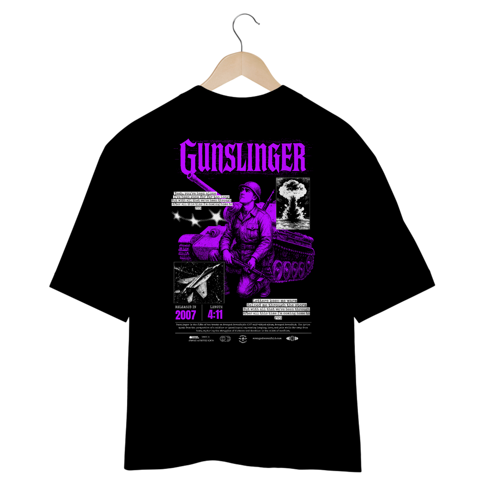 Camiseta Oversized Avenged Sevenfold Gunslinger (Estampa nas Costas)