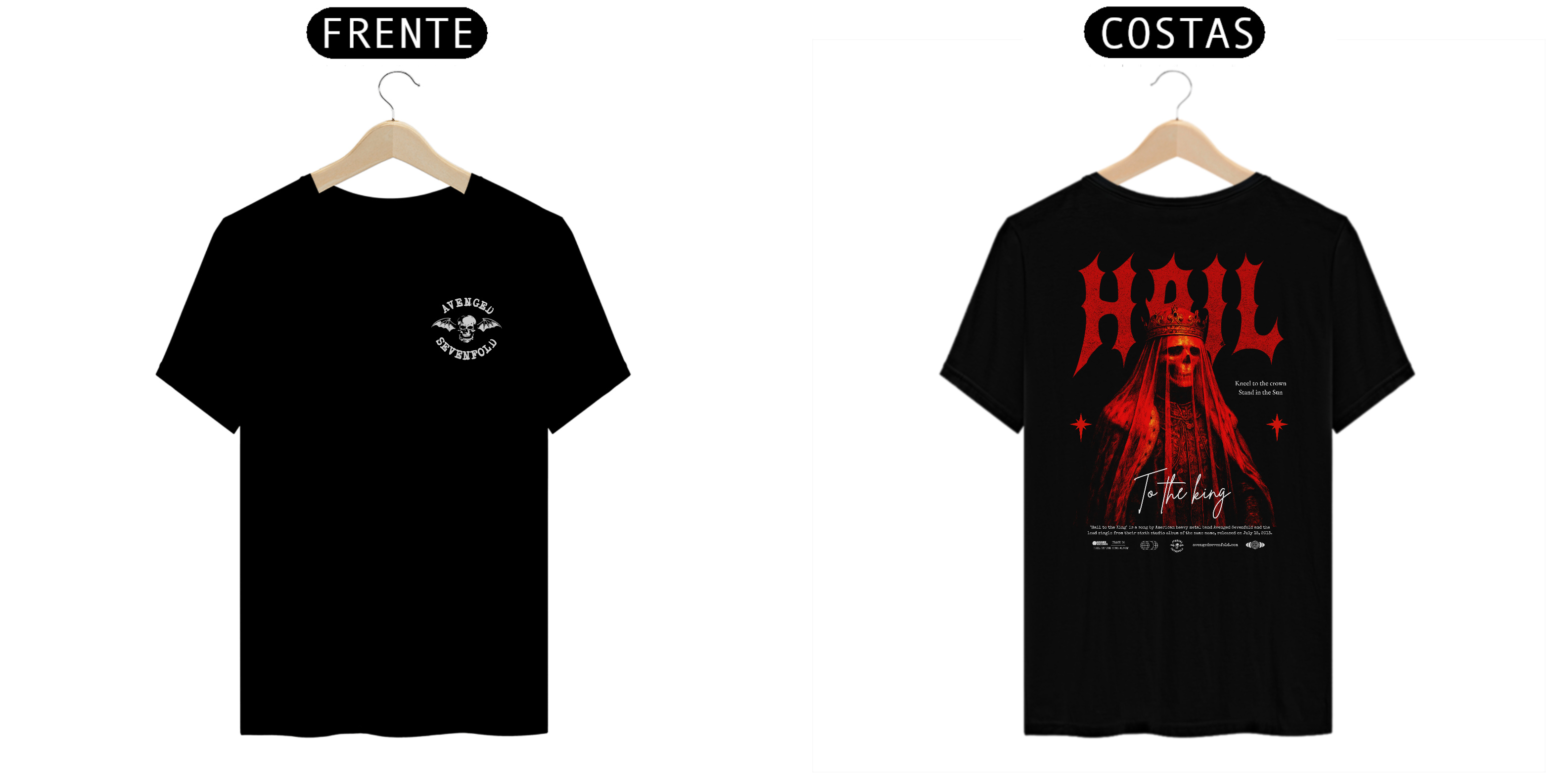 Camiseta Avenged Sevenfold Hail To The King (Estampa Frente e Costas)