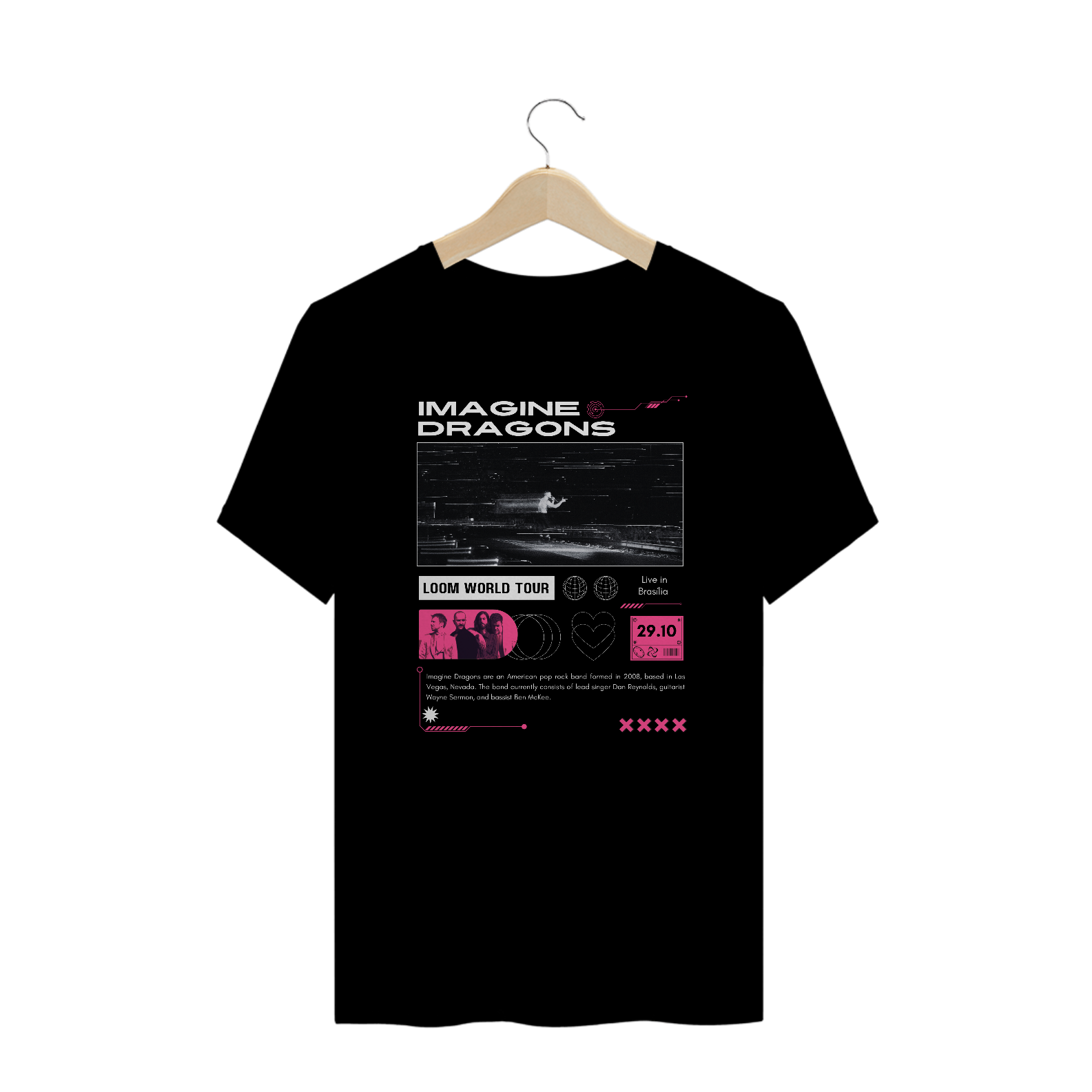 Camiseta Plus Size Imagine Dragons Brasília 29.10