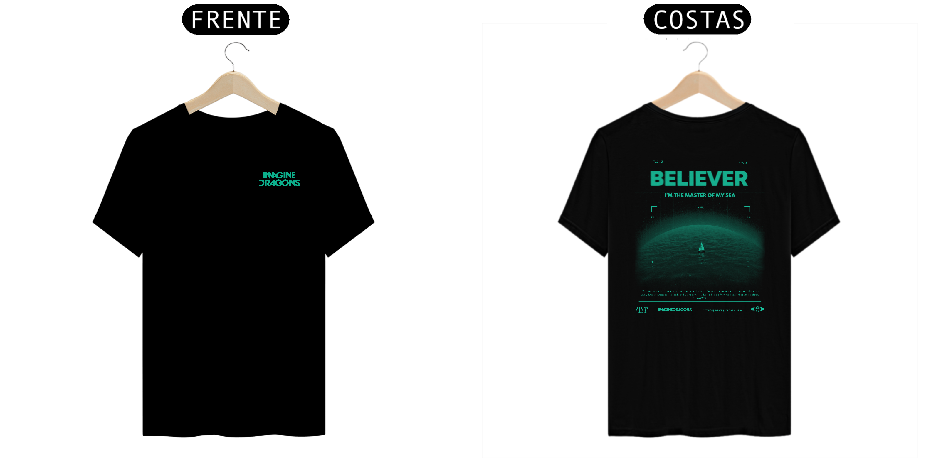 Camiseta Imagine Dragons Believer #2 (Estampa Frente e Costas)