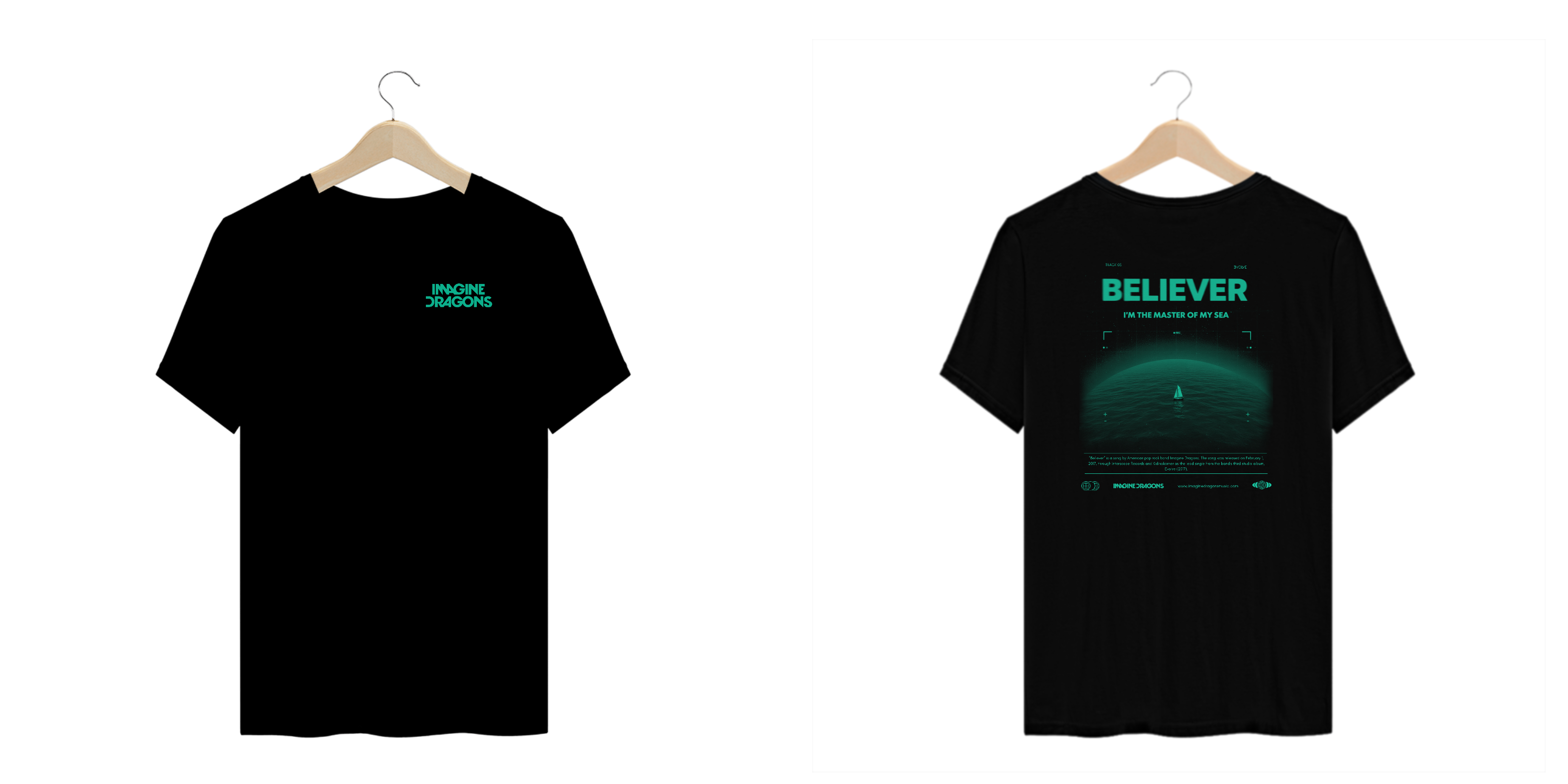 Camiseta Plus Size Imagine Dragons Believer #2 (Estampa Frente e Costas)