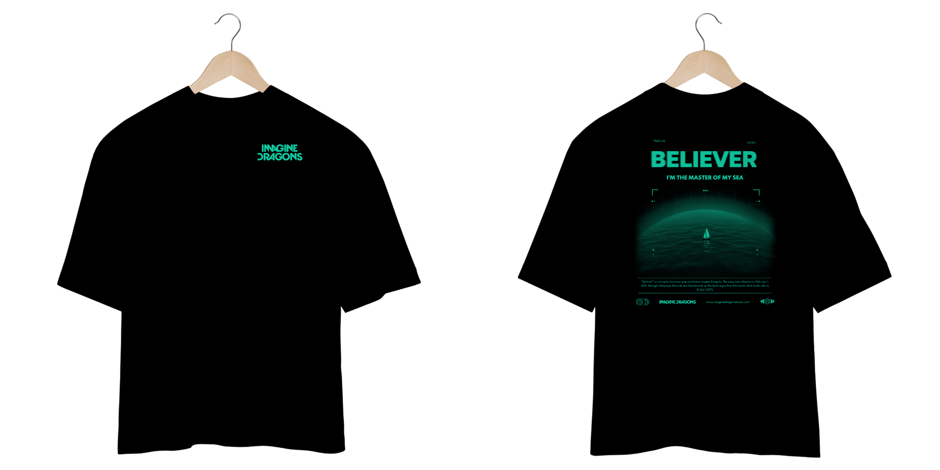 Camiseta Oversized Imagine Dragons Believer #2 (Estampa Frente e Costas)