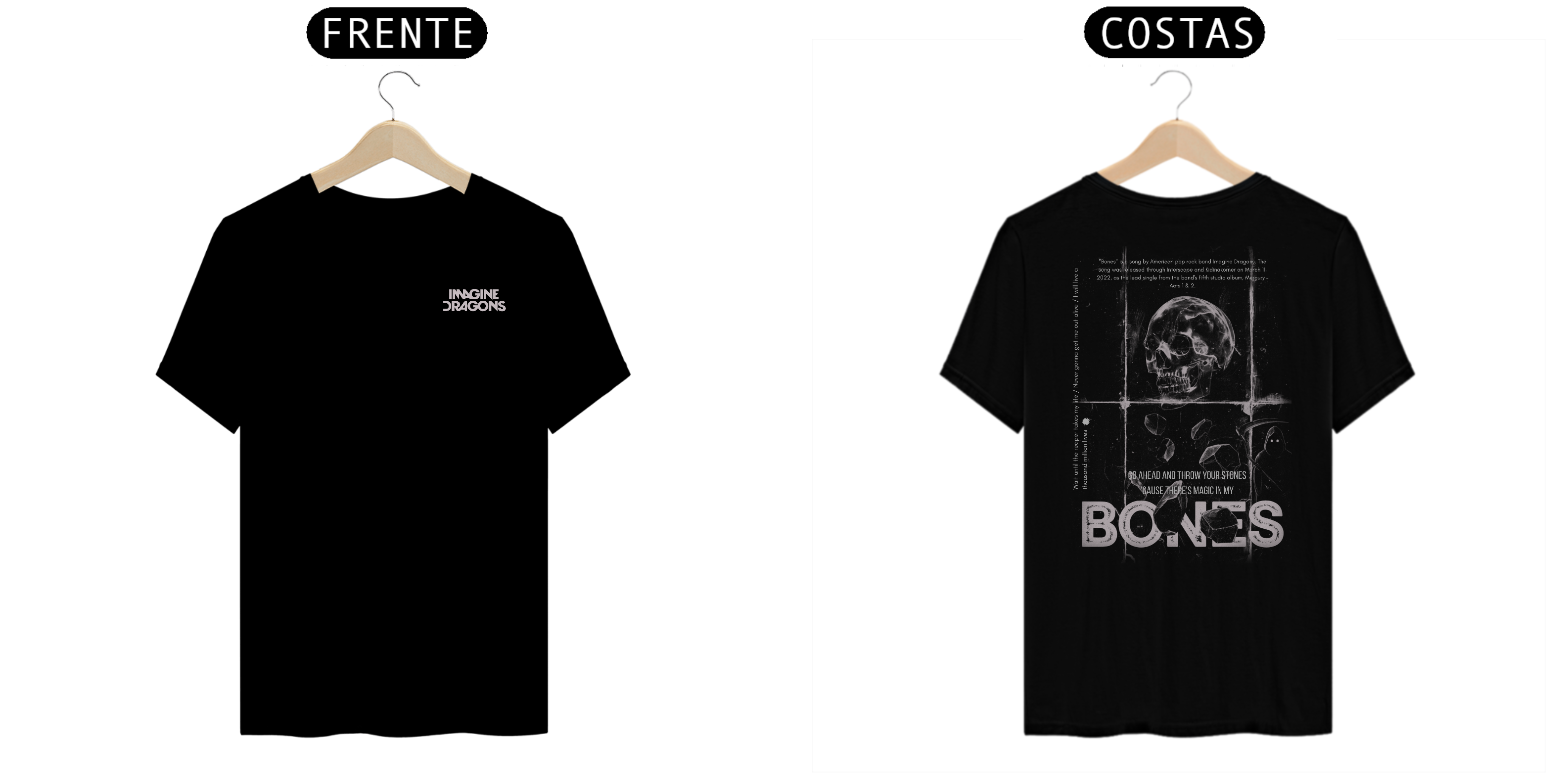 Camiseta Imagine Dragons Bones #2 (Estampa Frente e Costas)