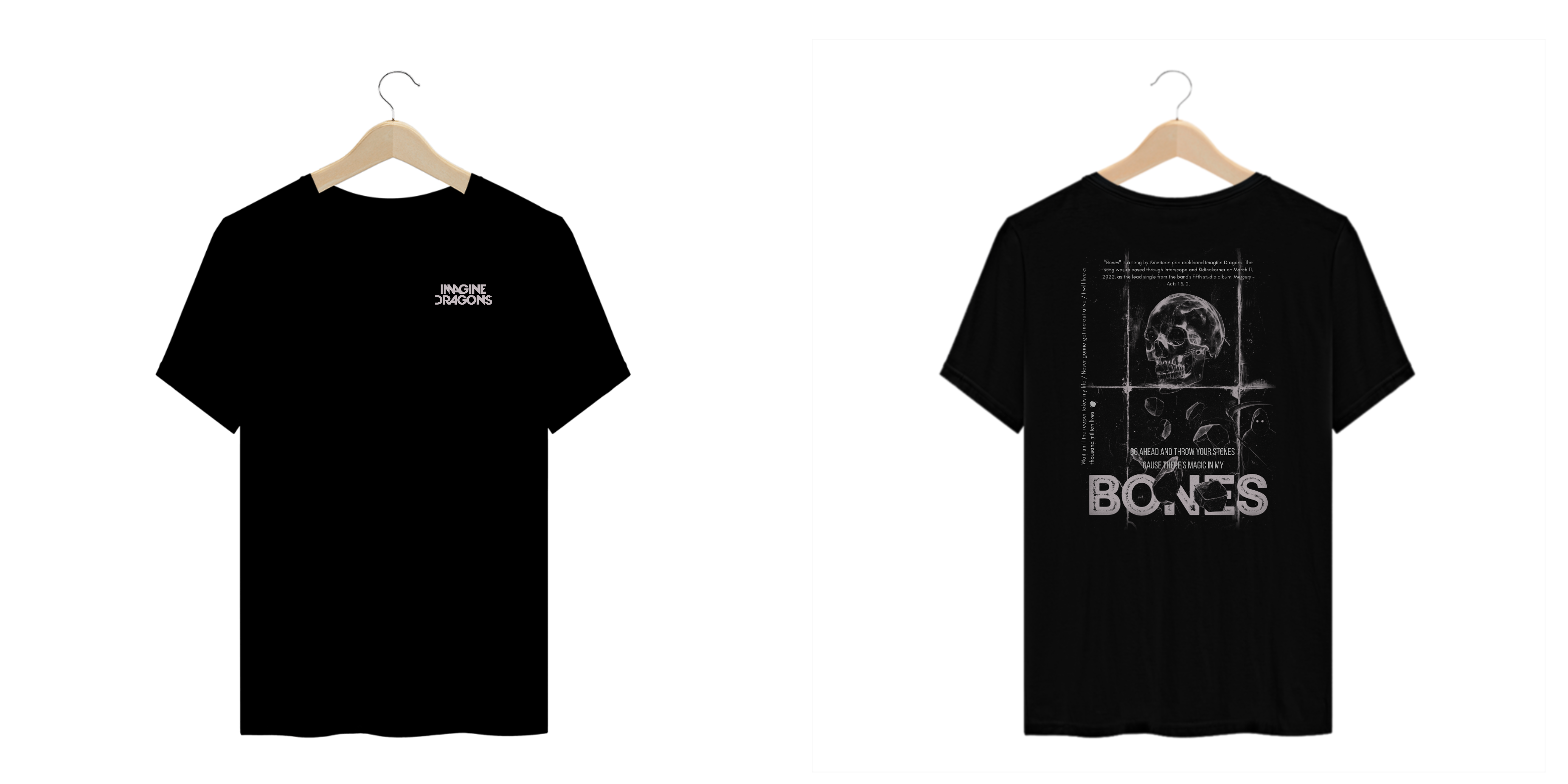 Camiseta Plus Size Imagine Dragons Bones #2 (Estampa Frente e Costas)