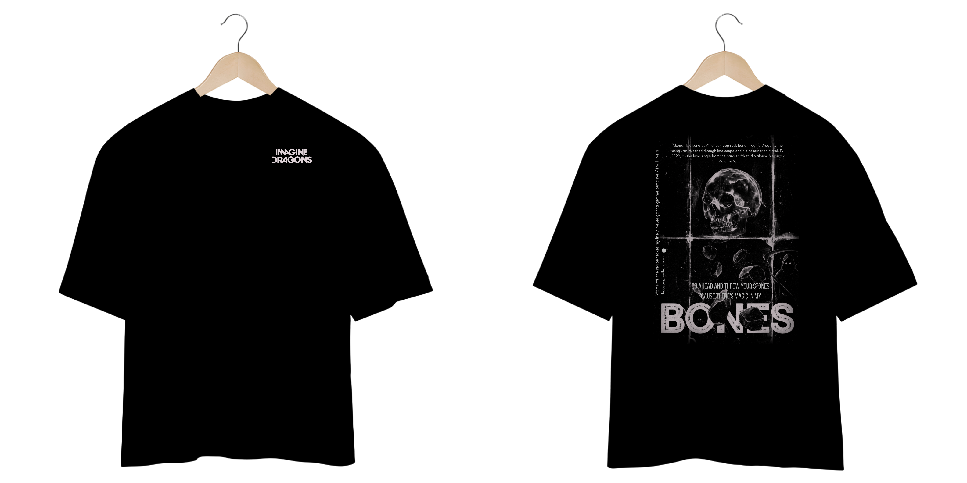Camiseta Oversized Imagine Dragons Bones #2 (Estampa Frente e Costas)