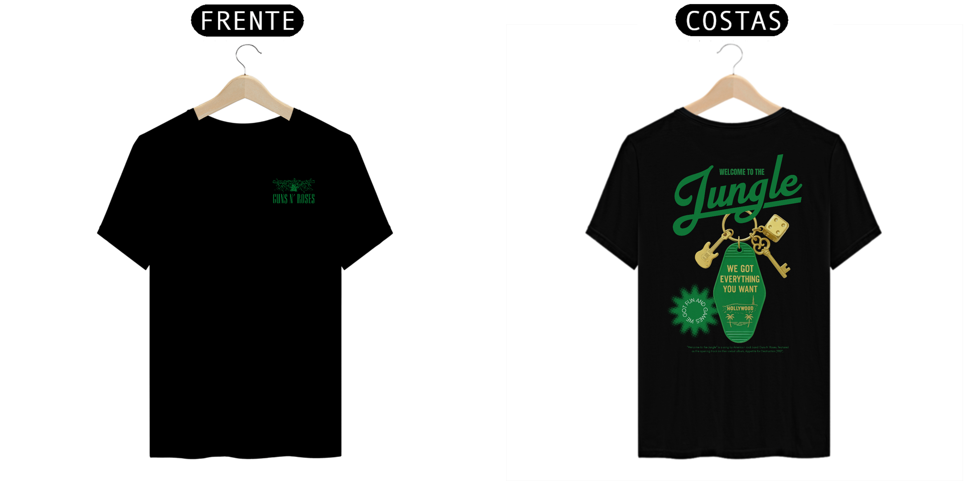 Camiseta Guns N' Roses Welcome to The Jungle (Estampa Frente e Costas) 