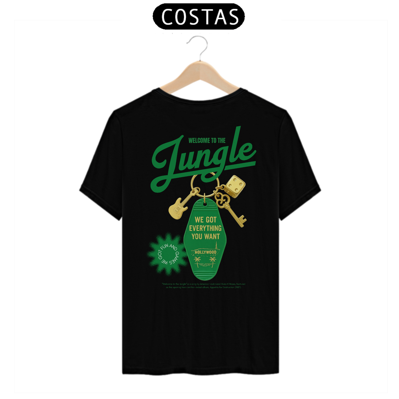 Camiseta Guns N' Roses Welcome to The Jungle (Estampa nas Costas) 