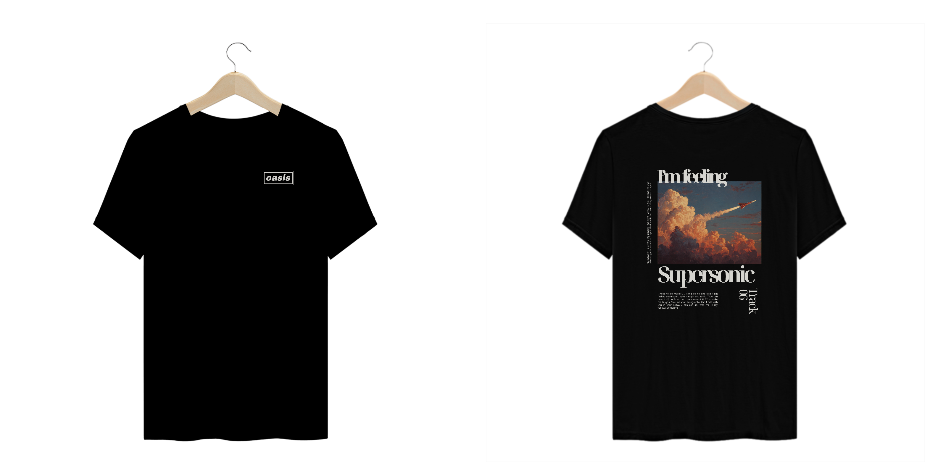 Camiseta Plus Size Oasis Supersonic (Preta, Estampa Frente & Costas)