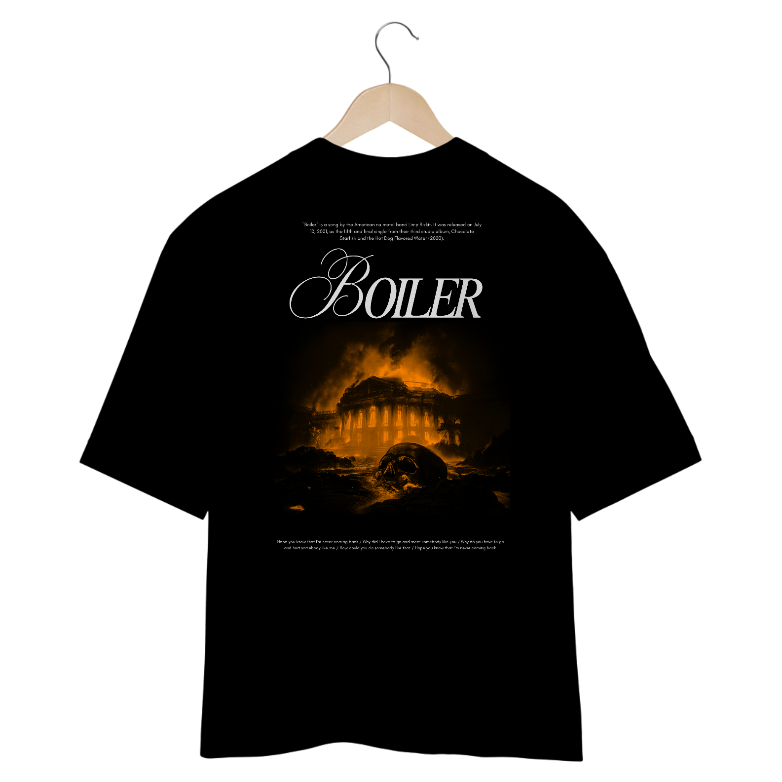 Camiseta Oversized Limp Bizkit Boiler' (Estampa nas Costas)