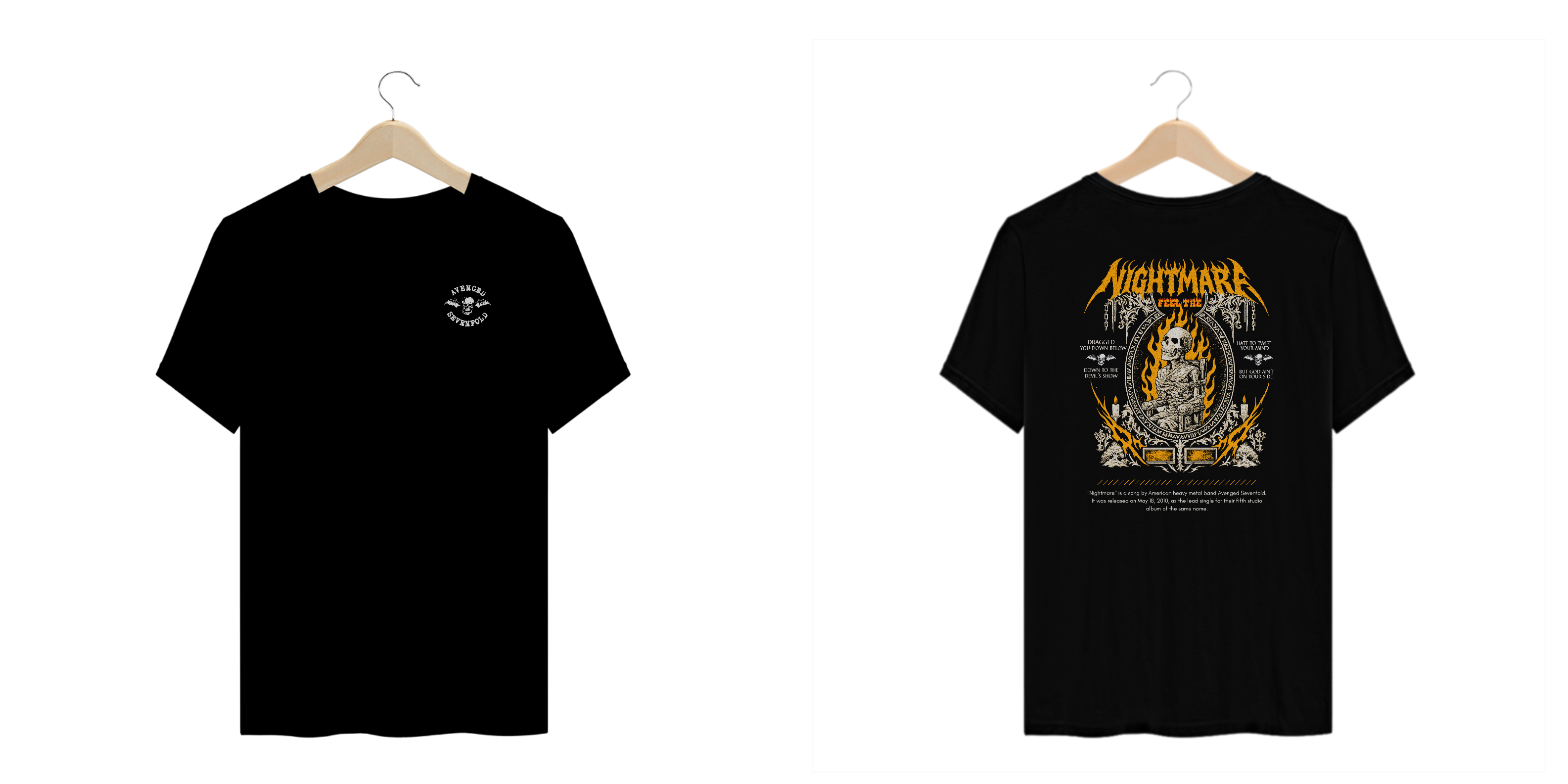 Camiseta Plus Size Avenged Sevenfold Nightmare (Estampa Frente e Costas)