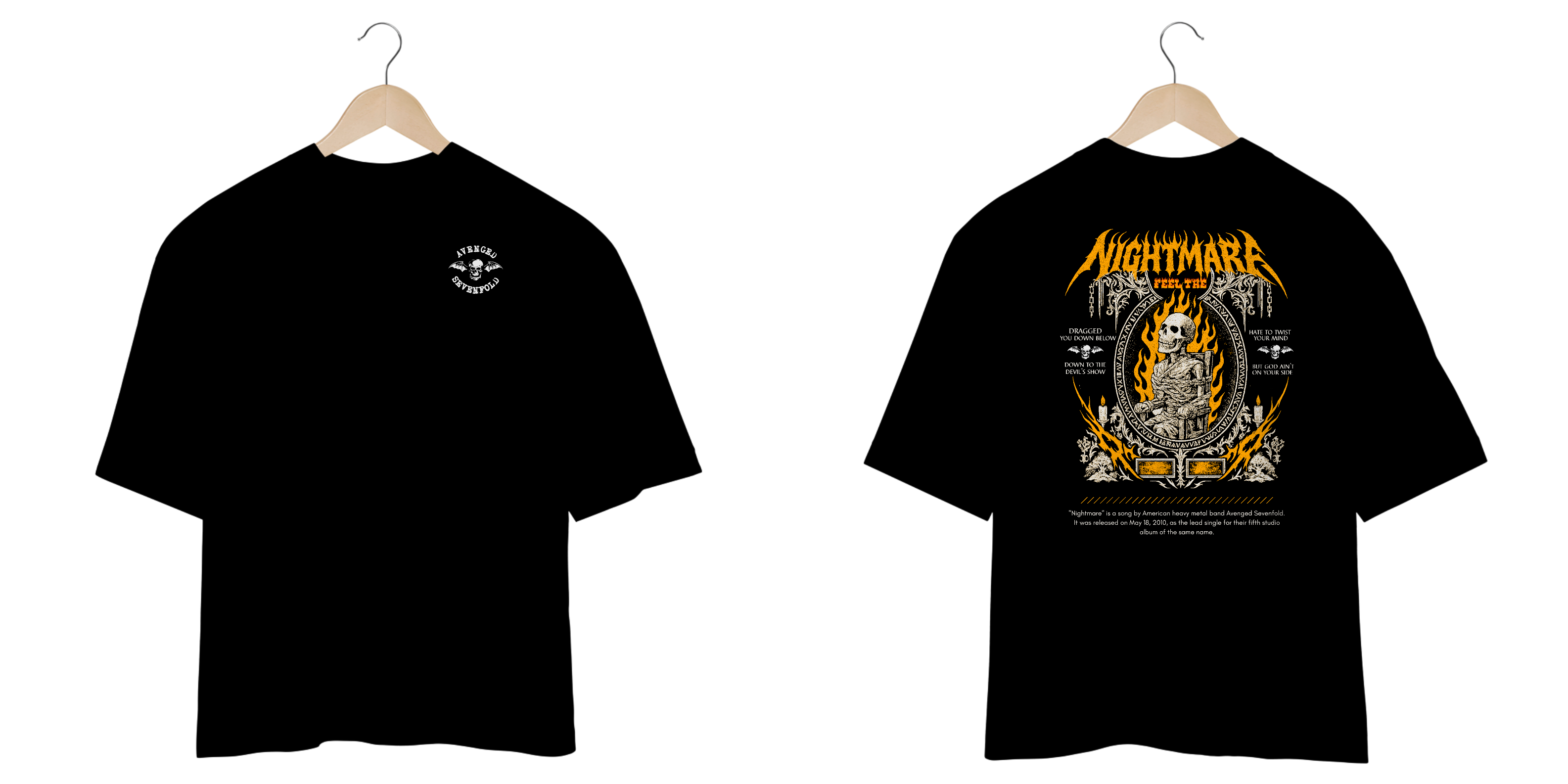 Camiseta Oversized Avenged Sevenfold Nightmare (Estampa Frente e Costas)