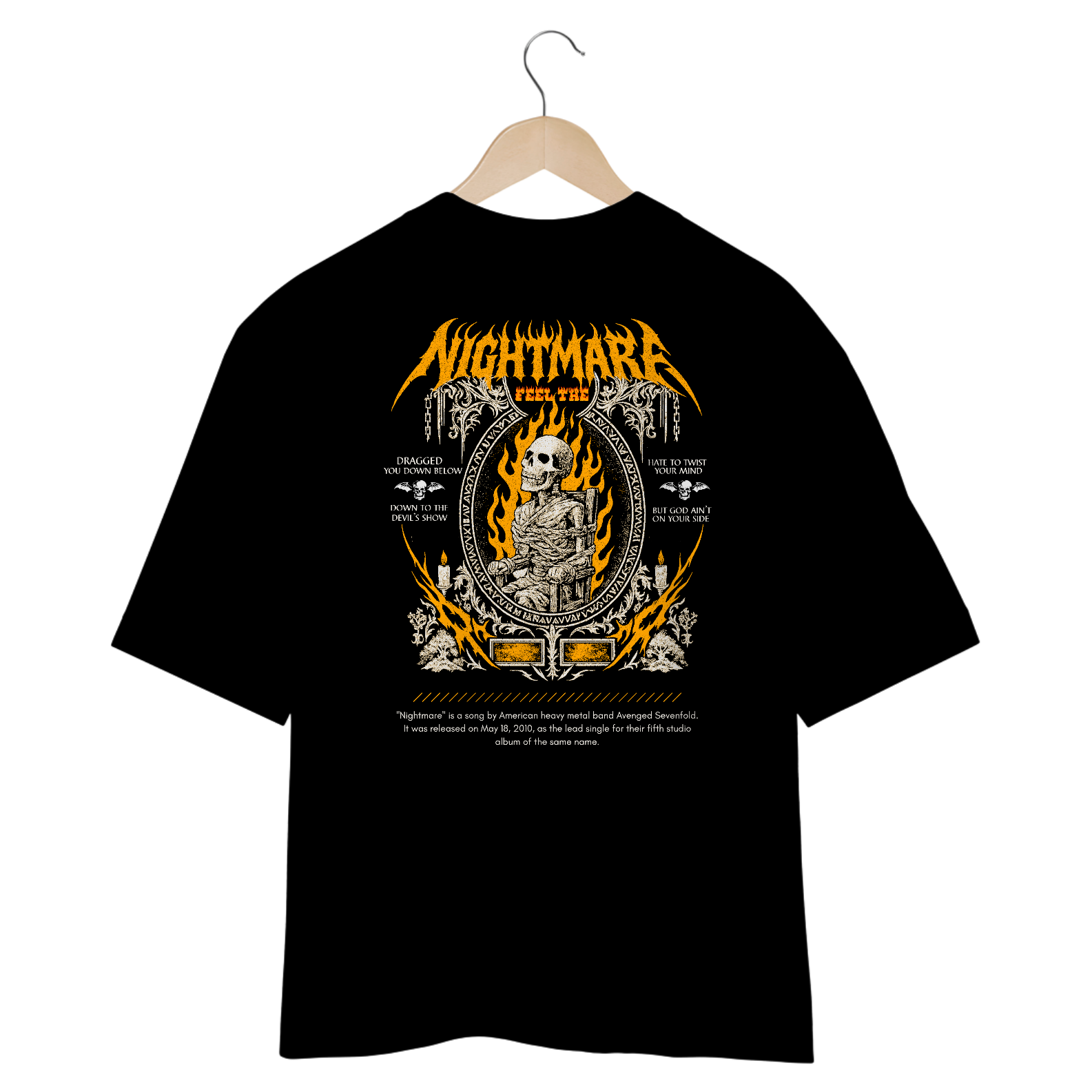Camiseta Oversized Avenged Sevenfold Nightmare (Estampa nas Costas)