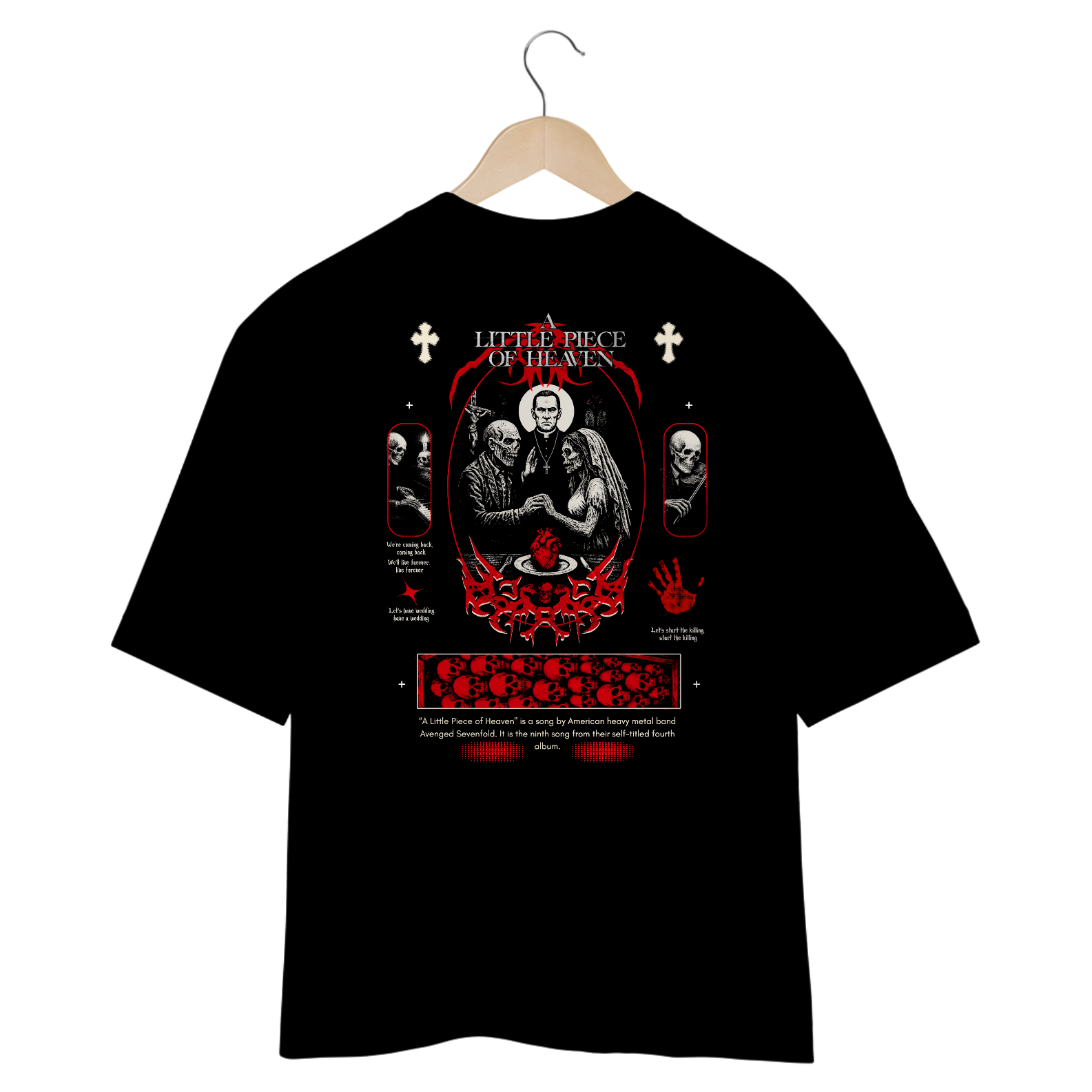 Camiseta Oversized Avenged Sevenfold A Little Piece of Heaven (Estampa nas Costas)