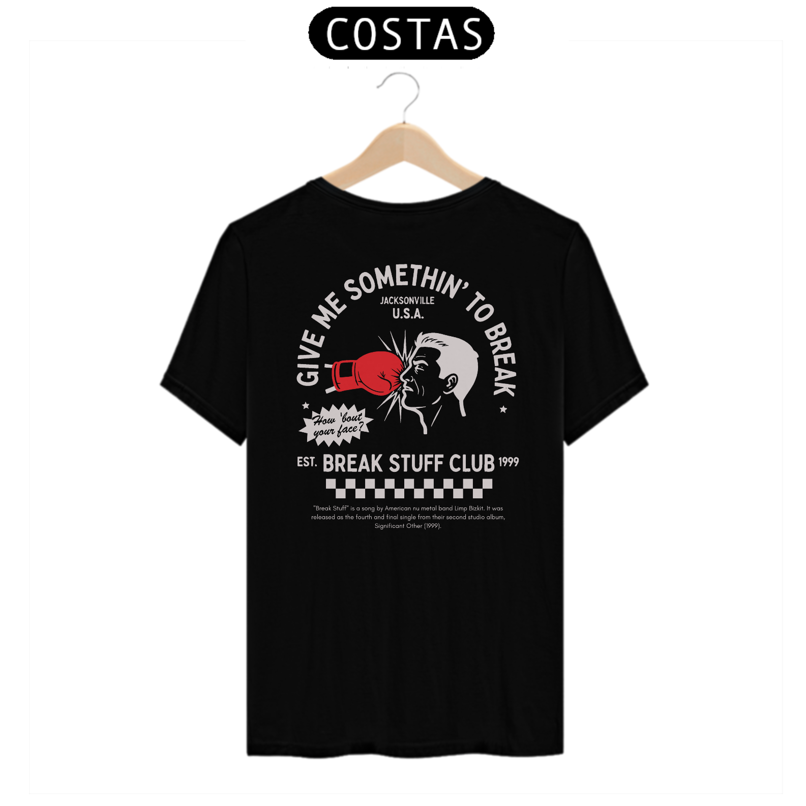 Camiseta Limp Bizkit Break Stuff (Preta, Estampa nas Costas)