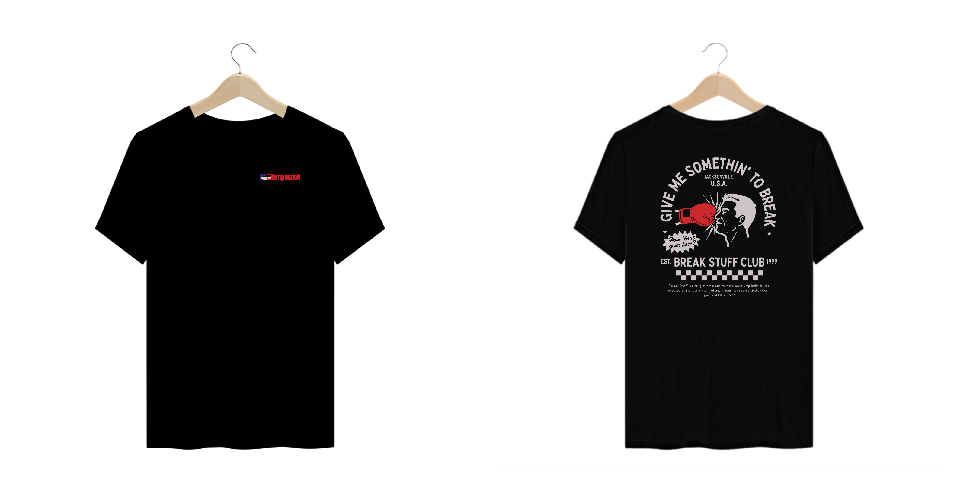 Camiseta Plus Size Limp Bizkit Break Stuff (Preta, Estampa Frente e Costas)