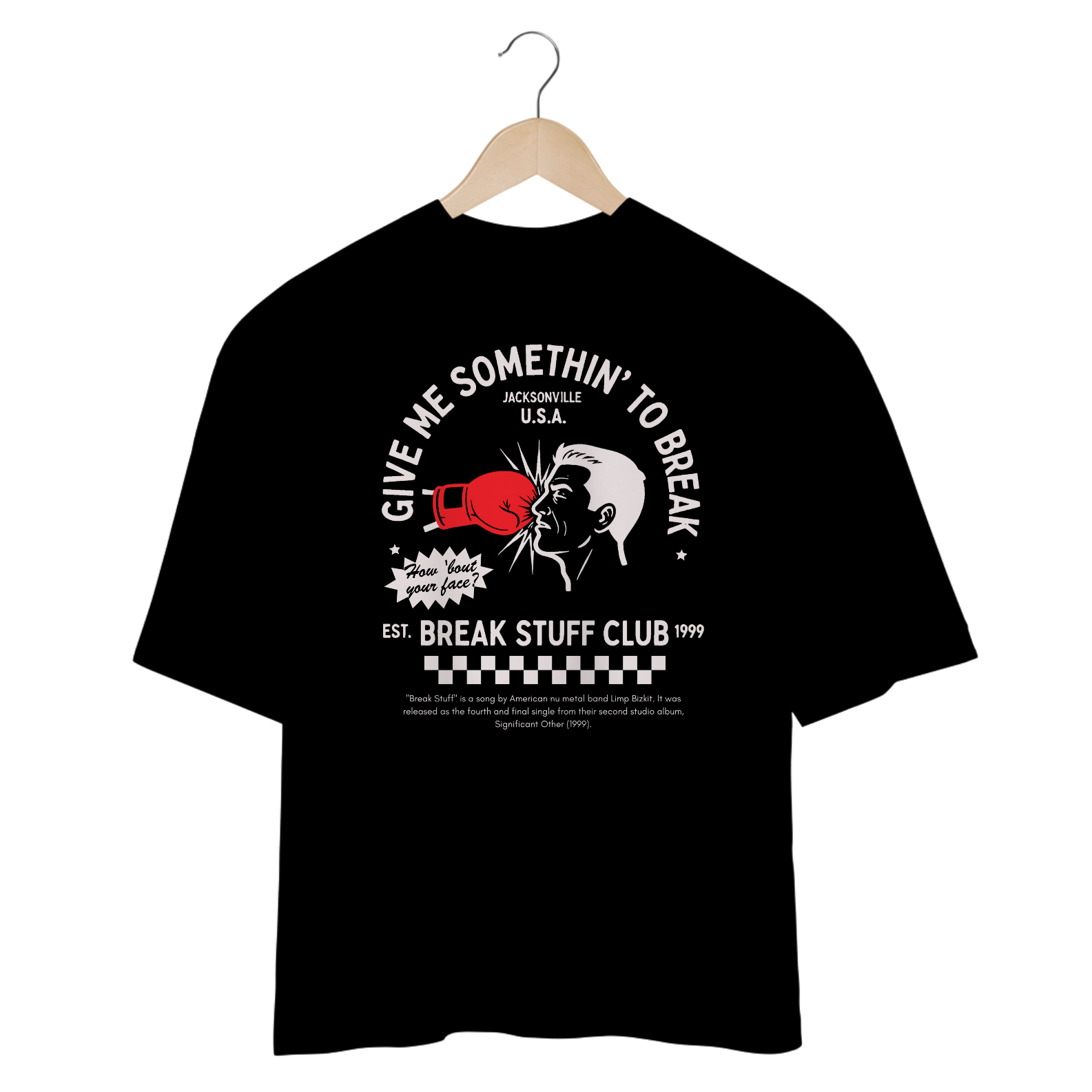 Camiseta Oversized Limp Bizkit Break Stuff (Preta)