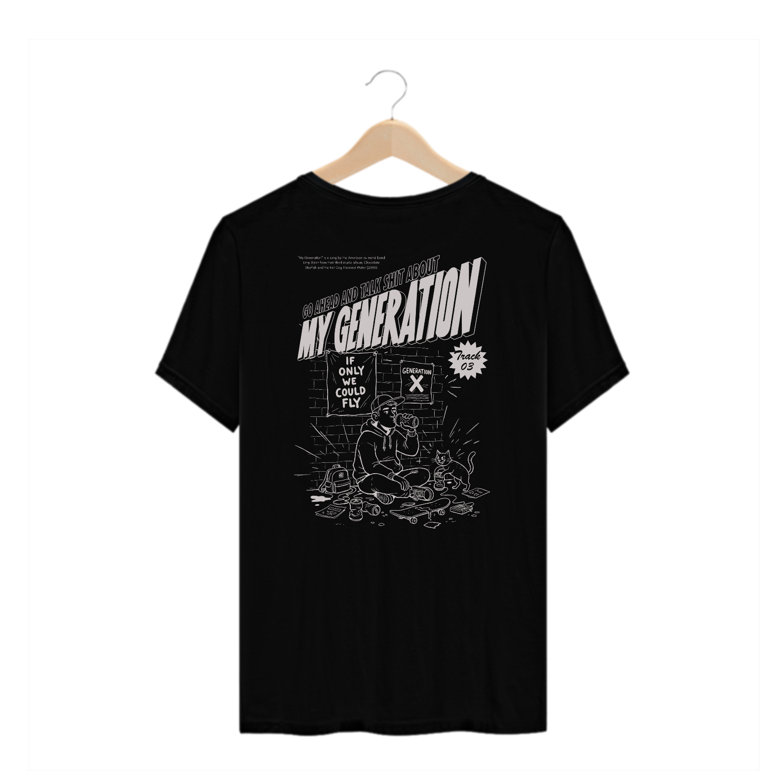 Camiseta Plus Size Limp Bizkit My Generation (Preta, Estampa nas Costas)