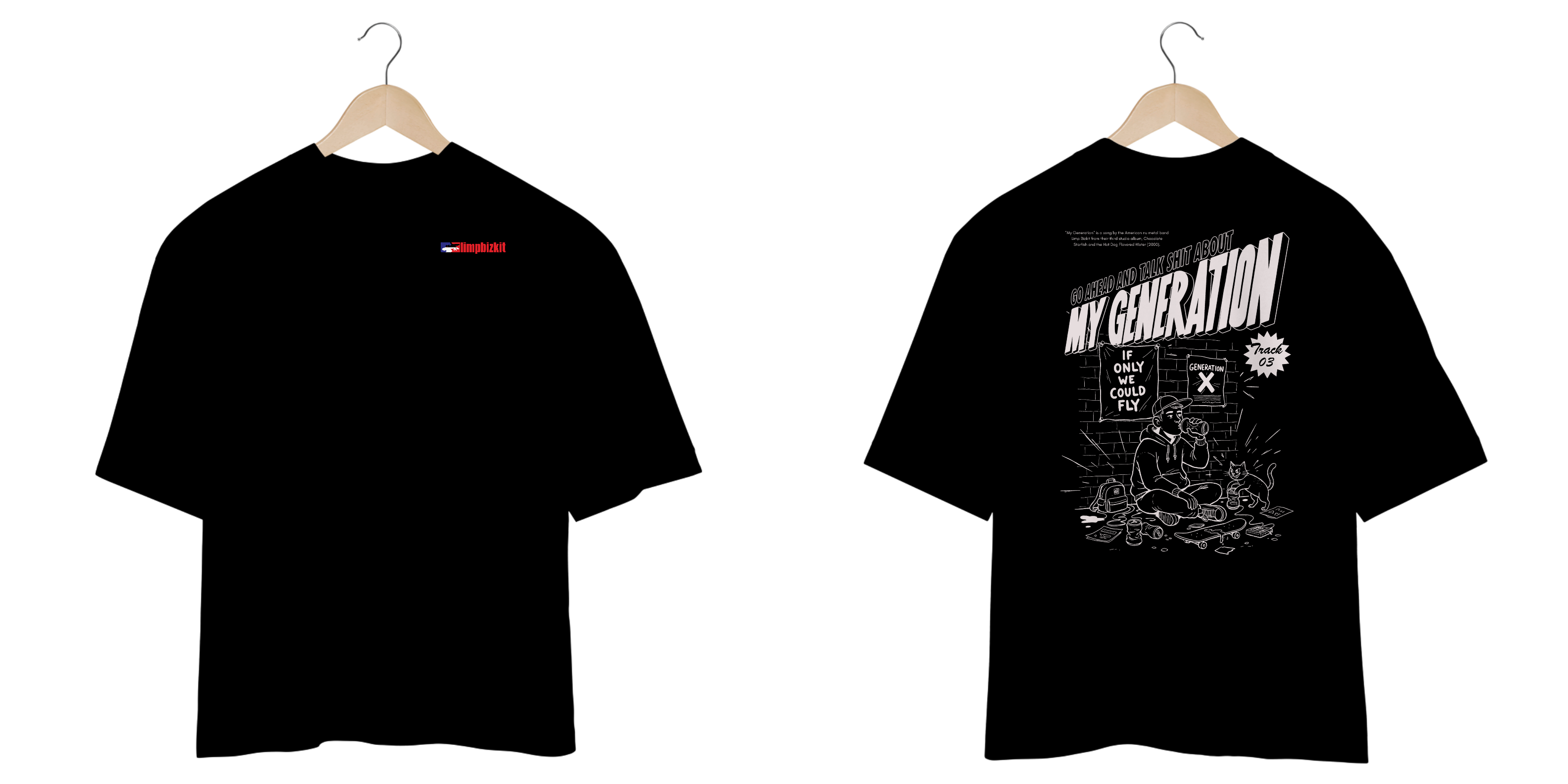 Camiseta Oversized Limp Bizkit My Generation (Preta, Estampa Frente e Costas)