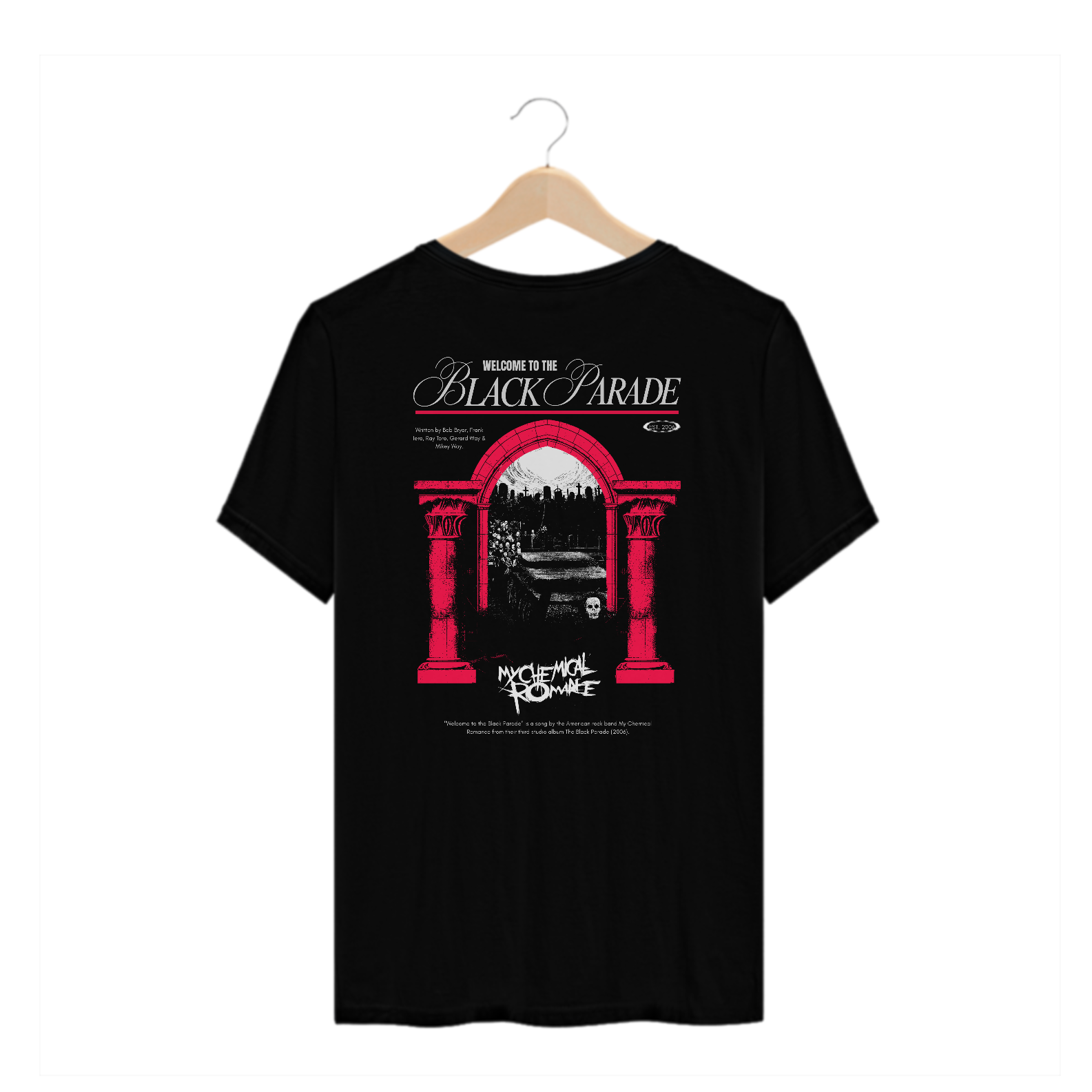 Camiseta Plus Size My Chemical Romance Welcome To The Black Parade (Estampa nas Costas)