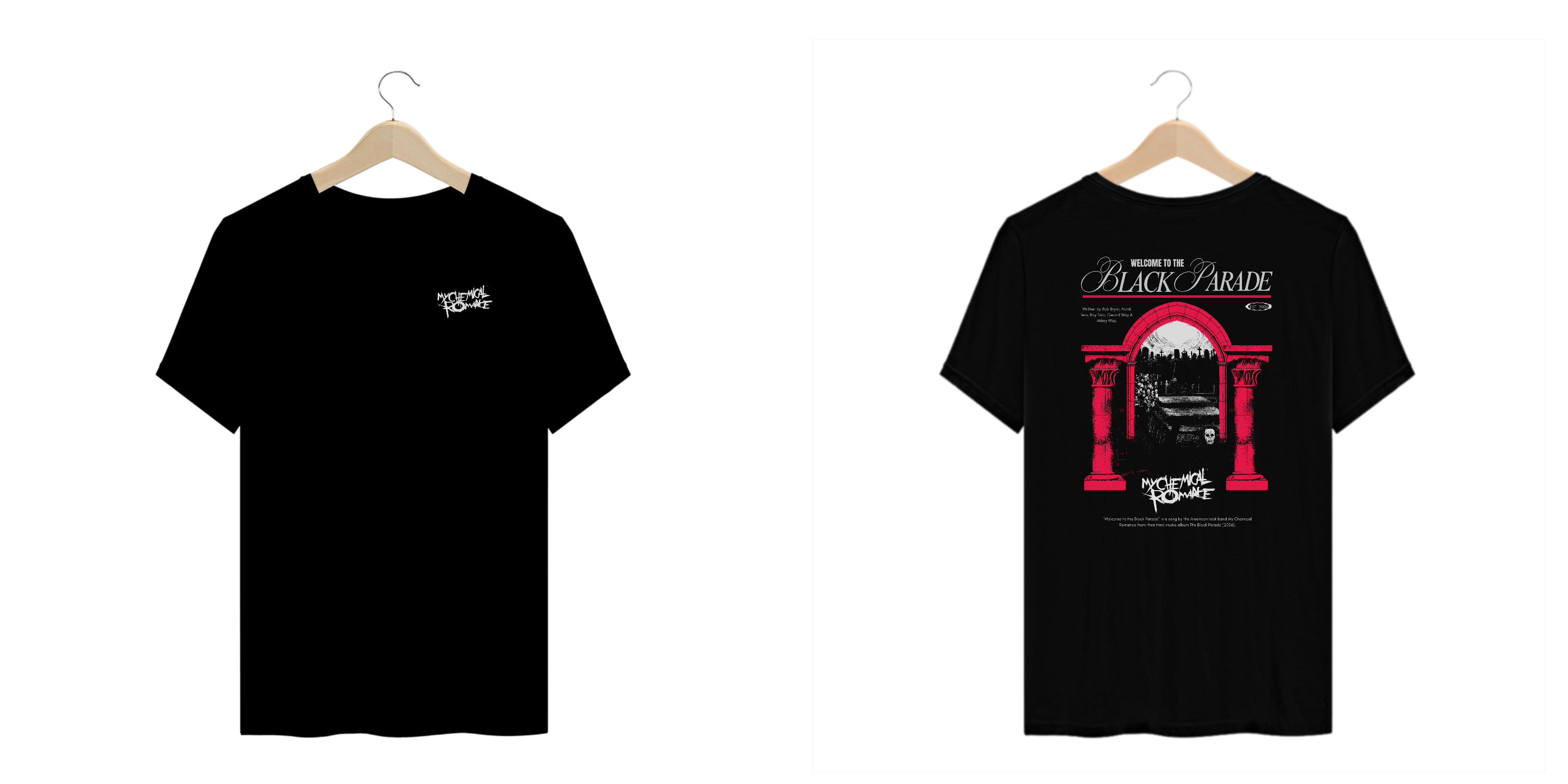 Camiseta Plus Size My Chemical Romance Welcome To The Black Parade (Estampa Frente & Costas)