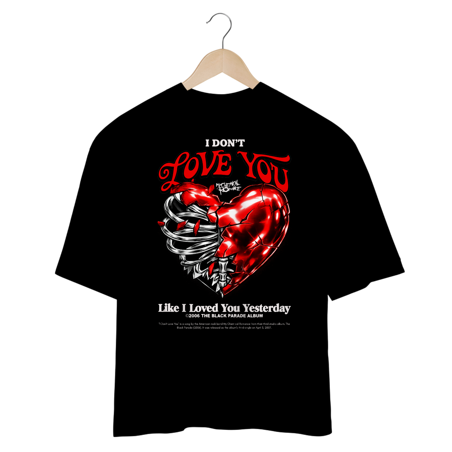Camiseta Oversized My Chemical Romance I Don't love You (Preta)