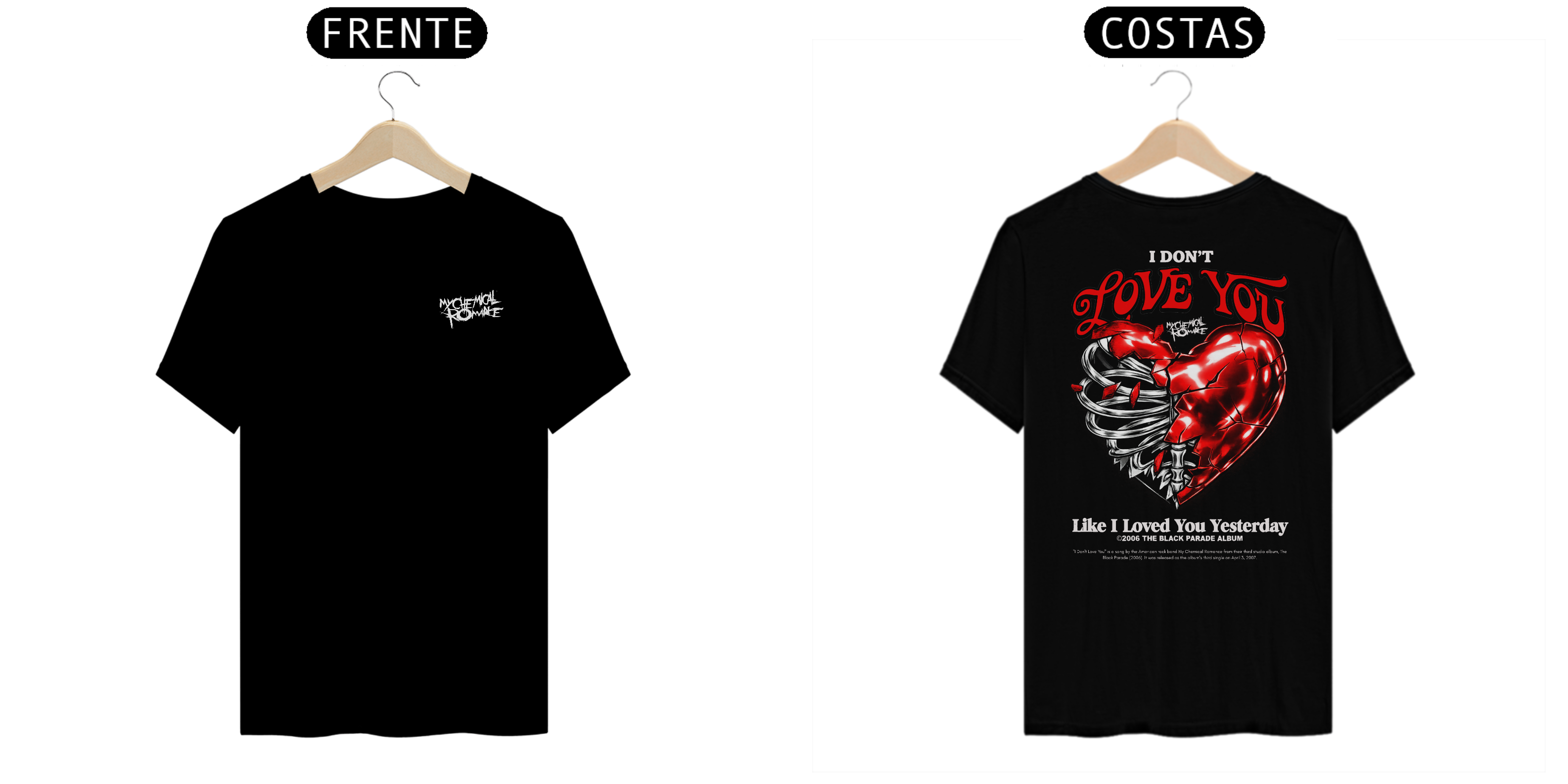 Camiseta My Chemical Romance I Don't Love You (Estampa Frente & Costas, Preta)