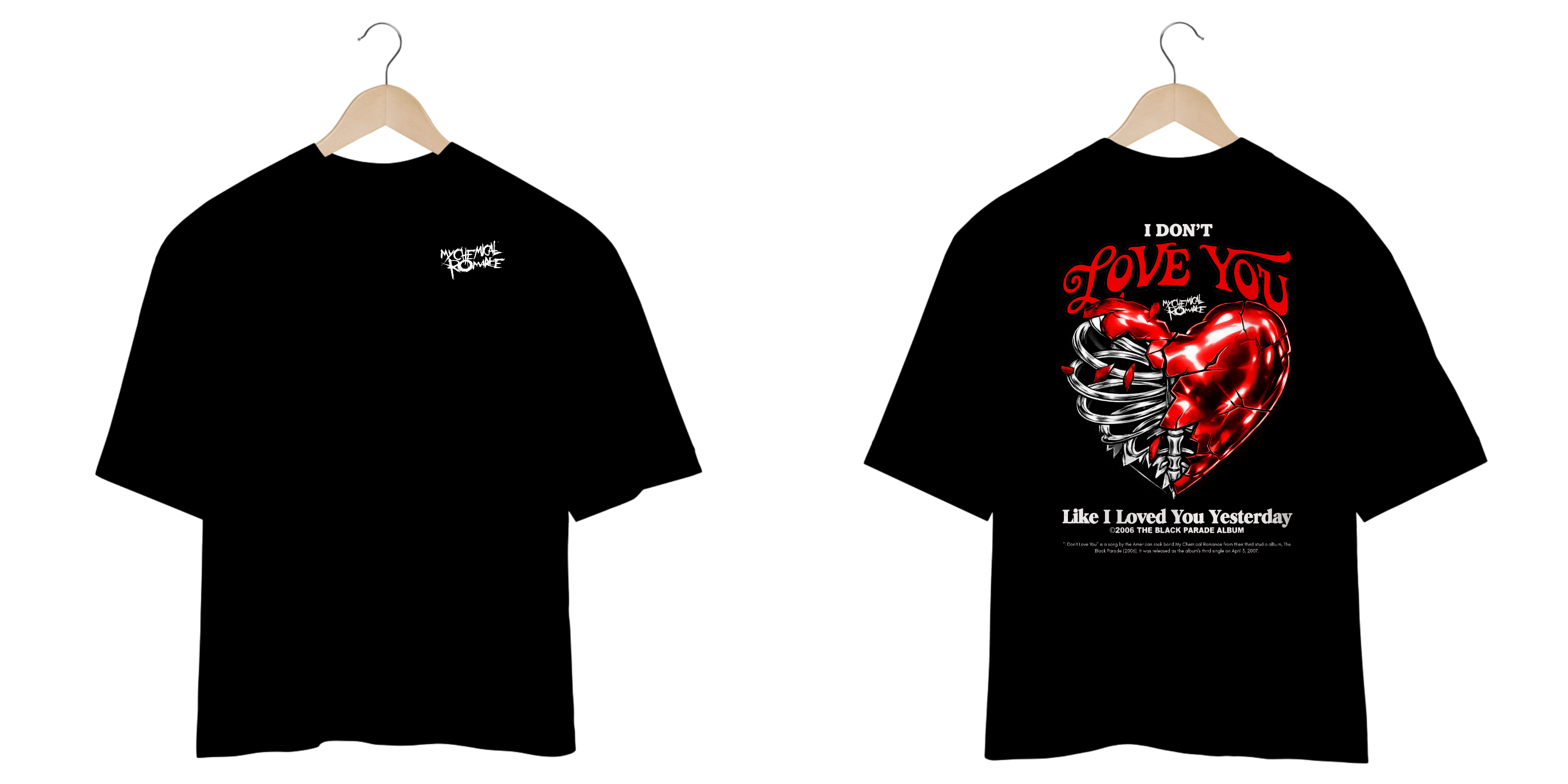 Camiseta Oversized My Chemical Romance I Don't Love You (Estampa Frente & Costas, Preta)