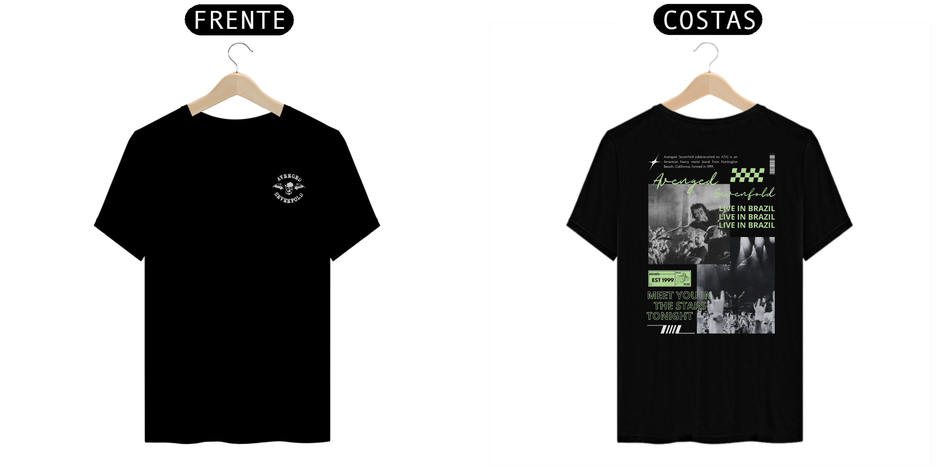 Camiseta Avenged Sevenfold Live in Brazil (Estampa Frente & Costas)