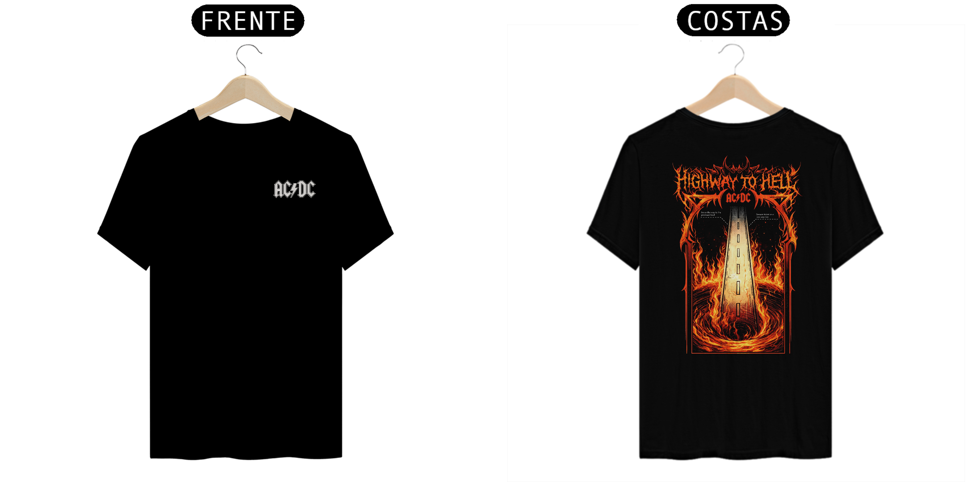 Camiseta AC/DC Highway to Hell (Estampa Frente e Costas)