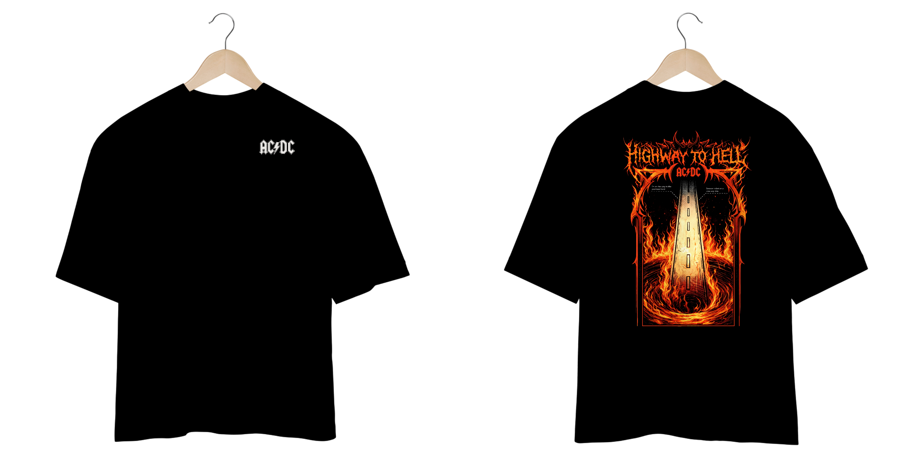 Camiseta Oversized AC/DC Highway to Hell (Estampa Frente e Costas)