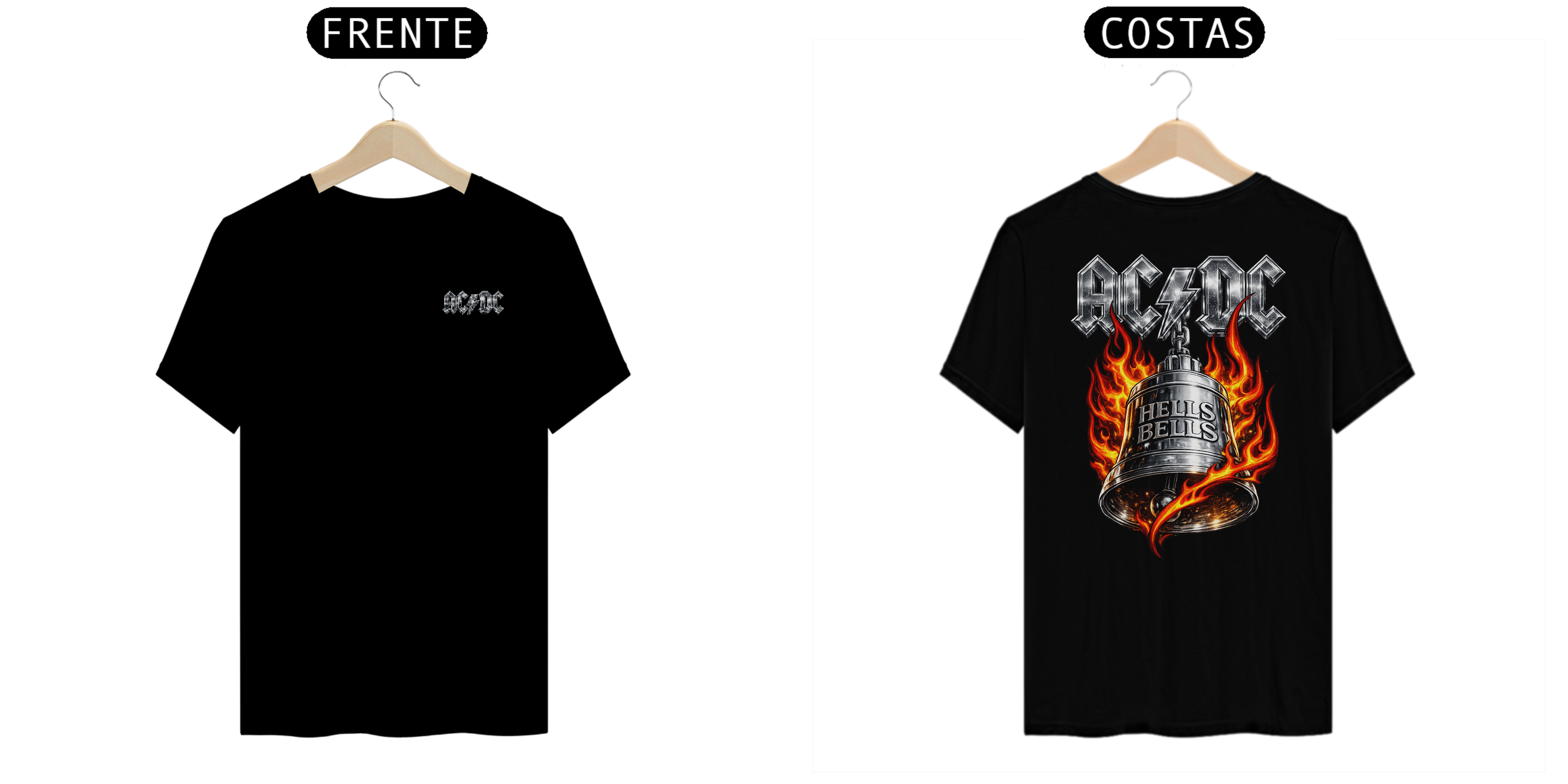 Camiseta AC/DC Hells Bells (Estampa Frente e Costas)