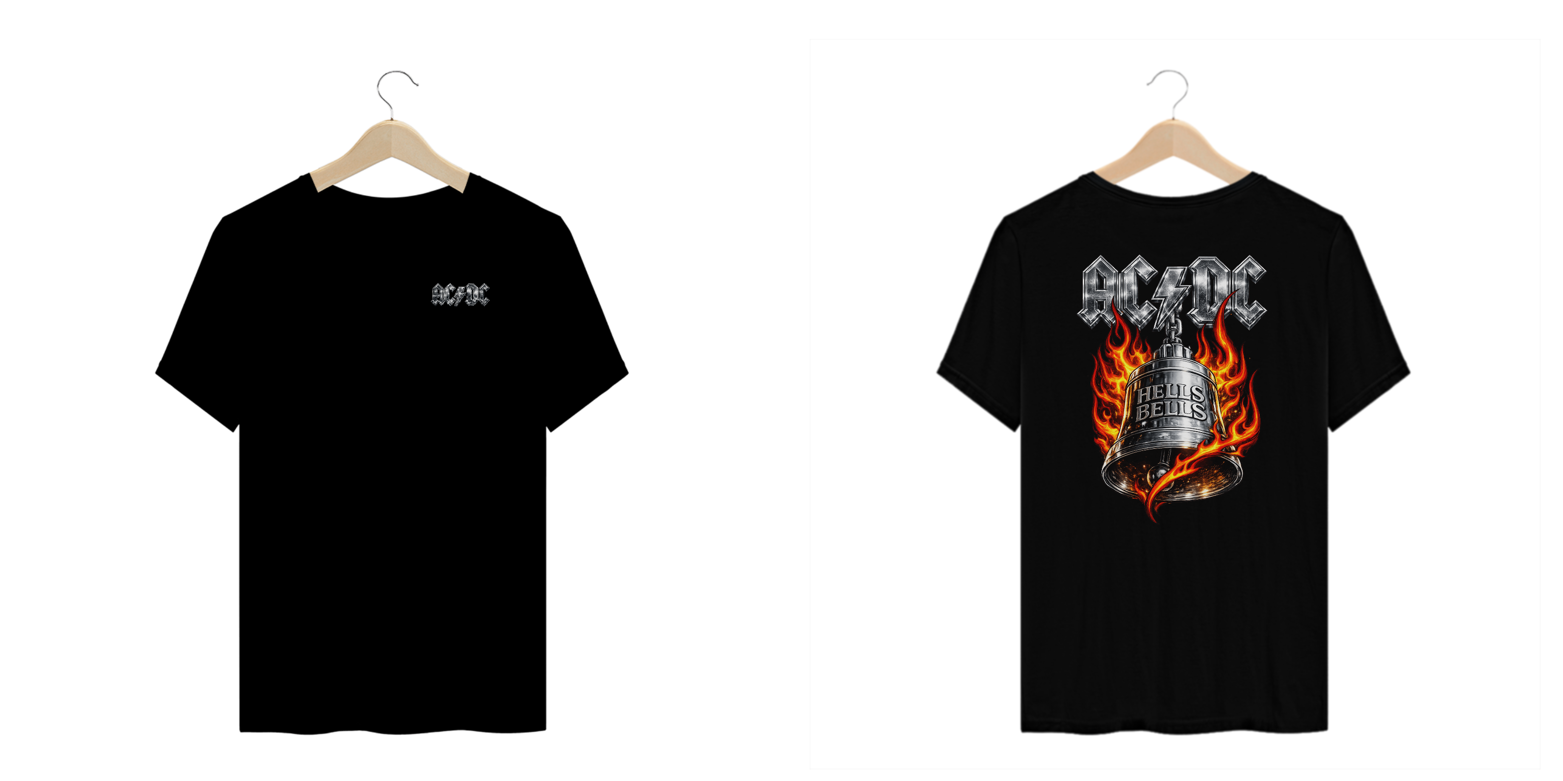 Camiseta Plus Size AC/DC Hells Bells (Estampa Frente e Costas)