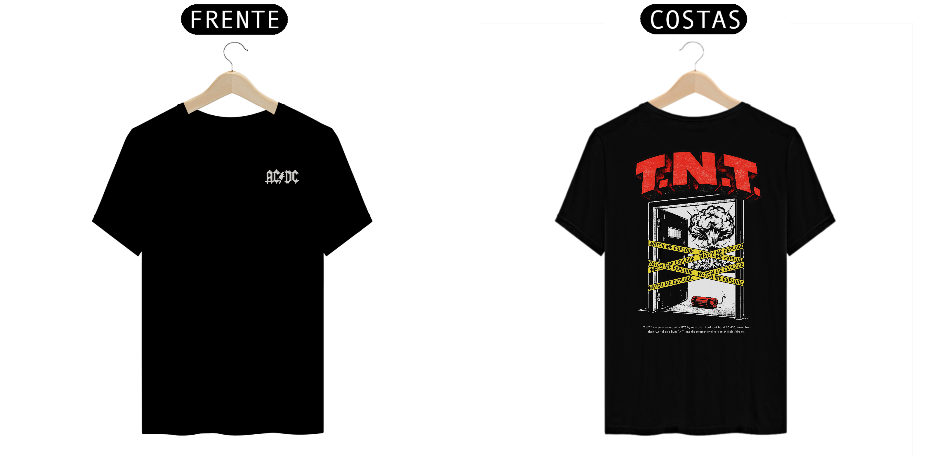Camiseta AC/DC T.N.T. (Estampa Frente e Costas)