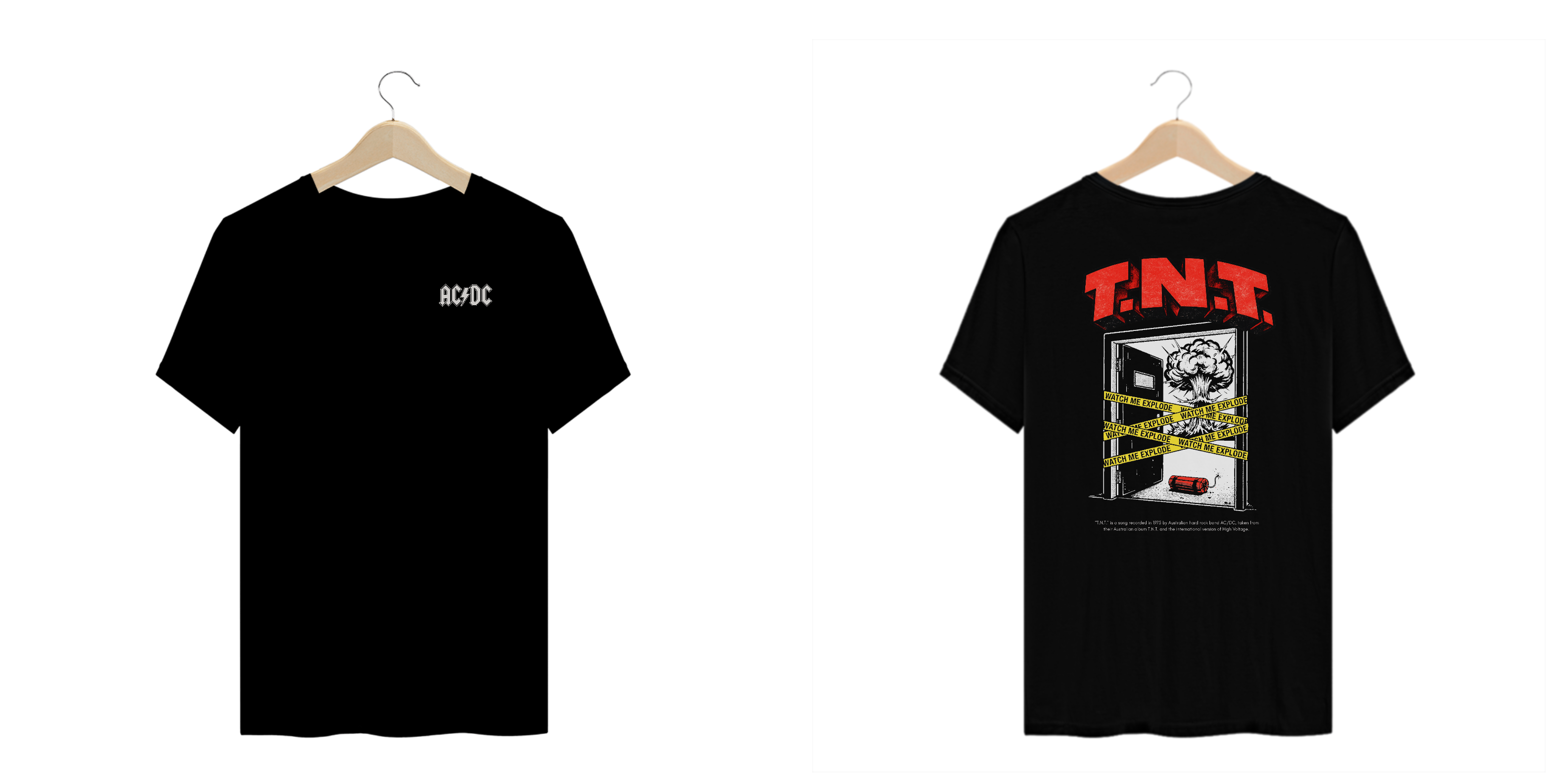 Camiseta Plus Size AC/DC T.N.T. (Estampa Frente e Costas)