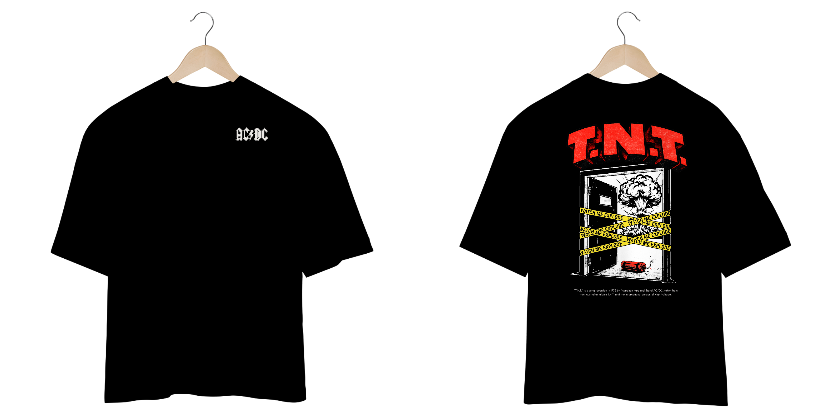 Camiseta Oversized AC/DC T.N.T. (Estampa Frente e Costas)