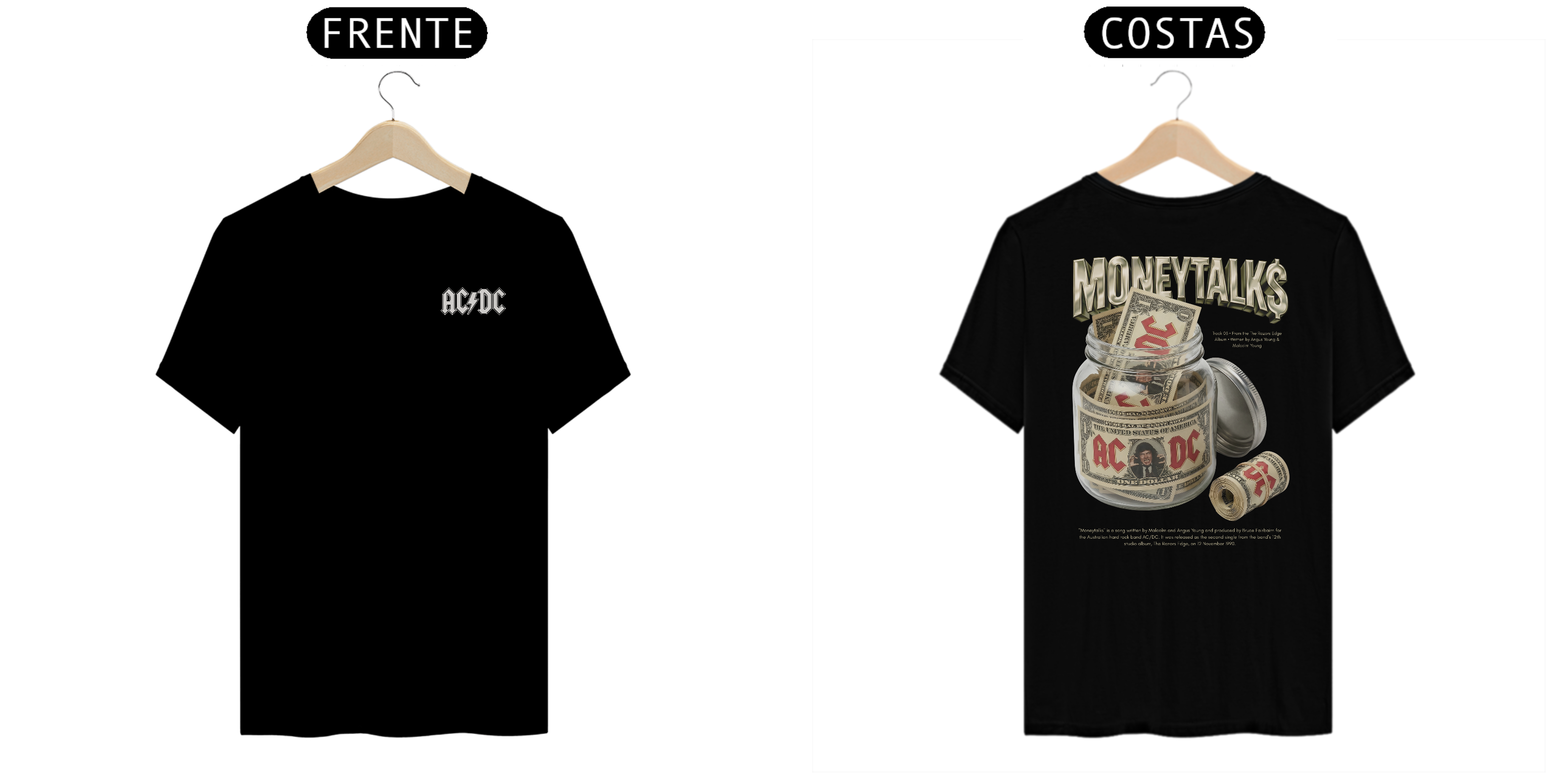 Camiseta AC/DC Moneytalks (Estampa Frente e Costas)