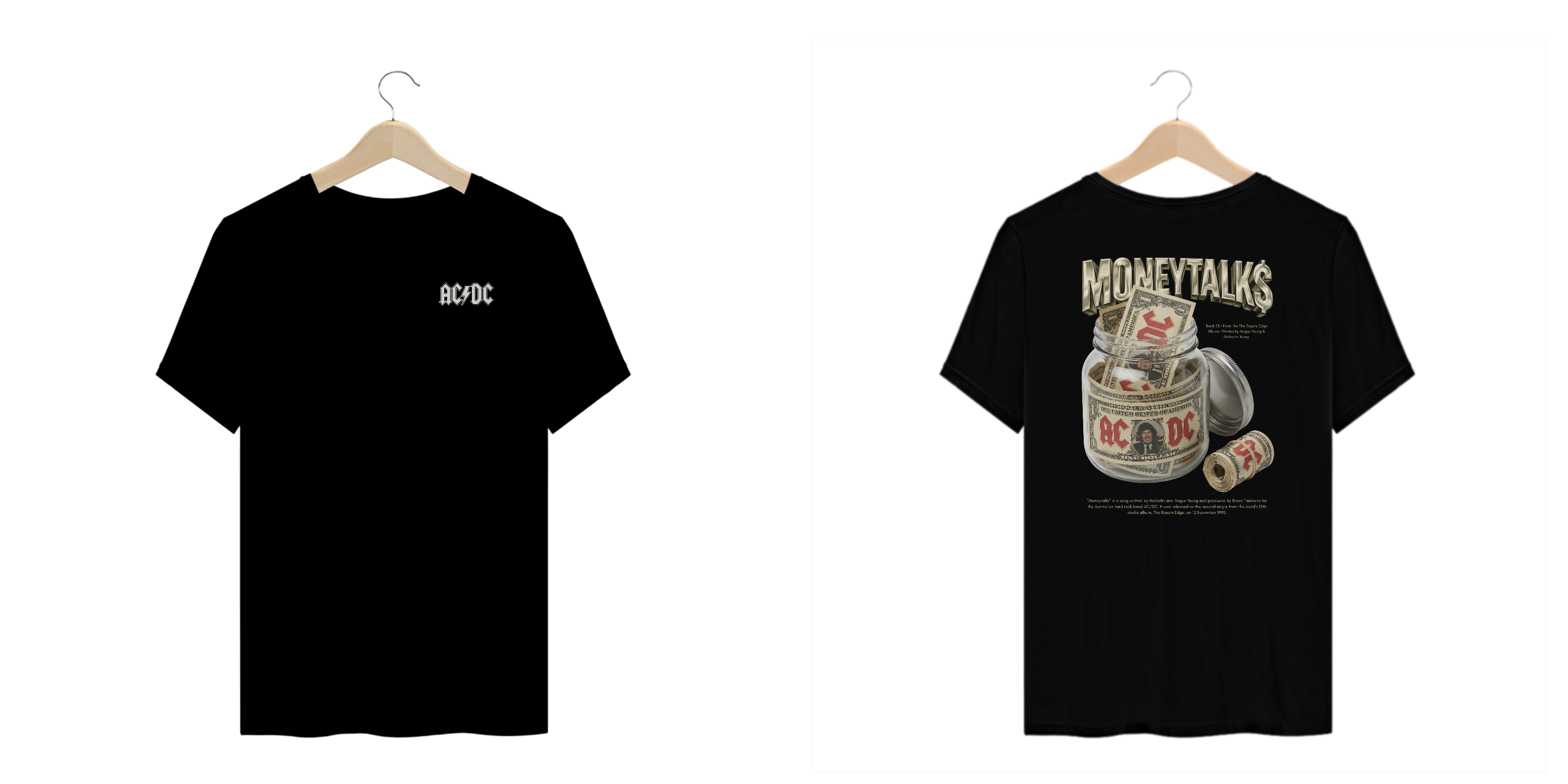 Camiseta Plus Size AC/DC Moneytalks (Estampa Frente e Costas)