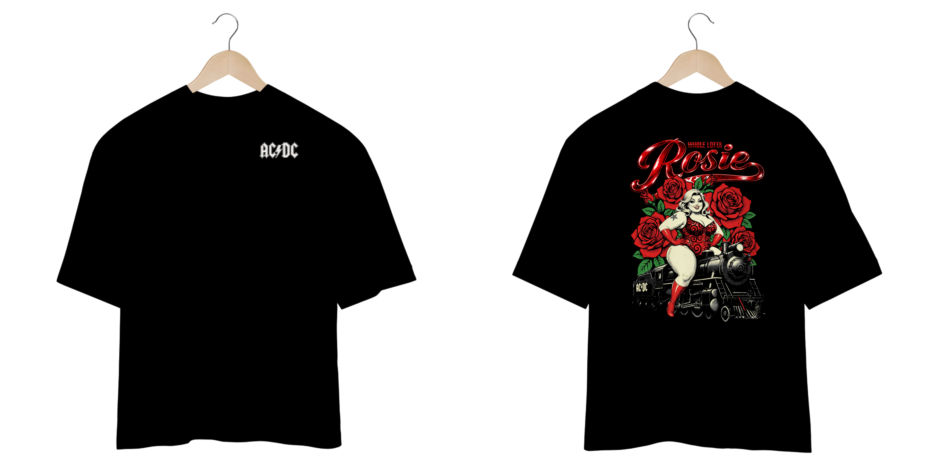 Camiseta Oversized AC/DC Whole Lotta Rosie (Estampa Frente e Costas)