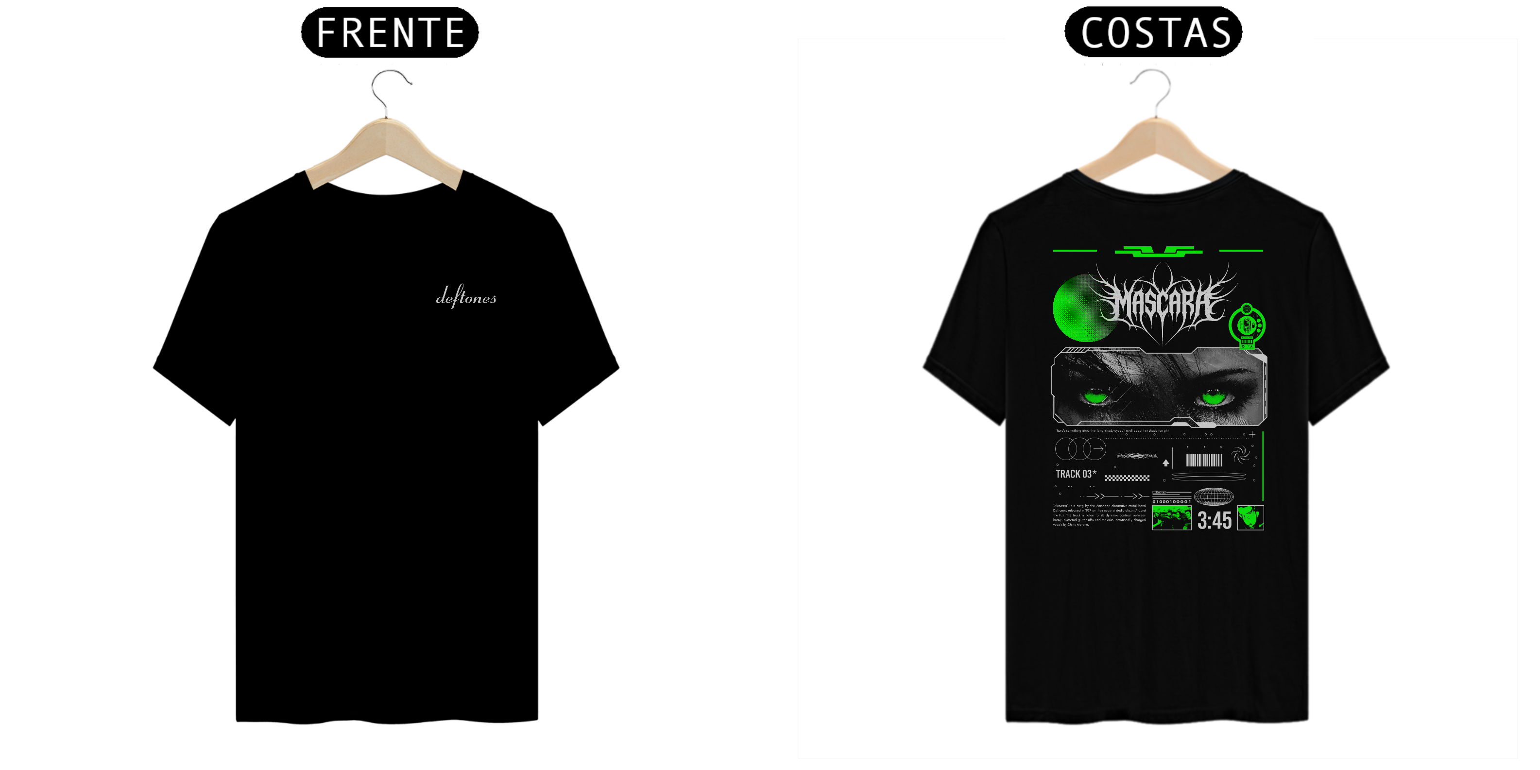 Camiseta Deftones Mascara (Estampa Frente e Costas)