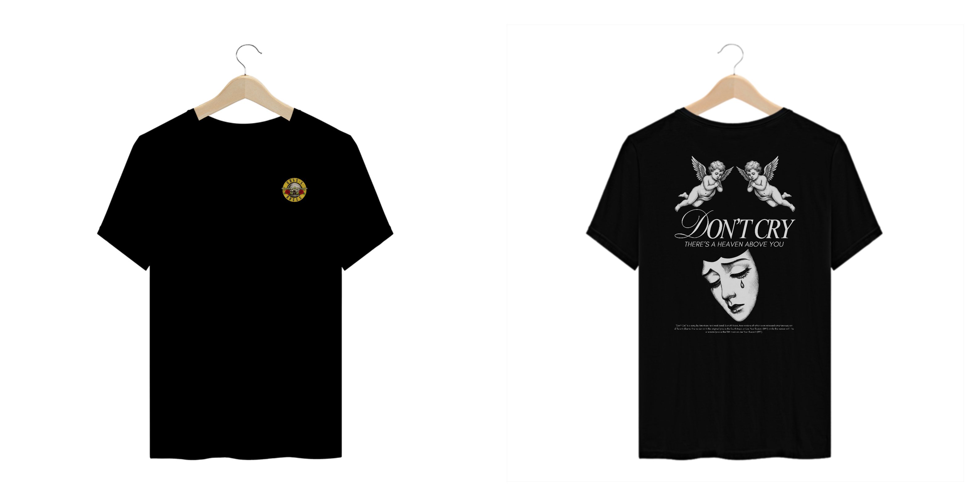 Camiseta Plus Size Guns N' Roses Don't Cry (Preta, Estampa Frente e Costas)