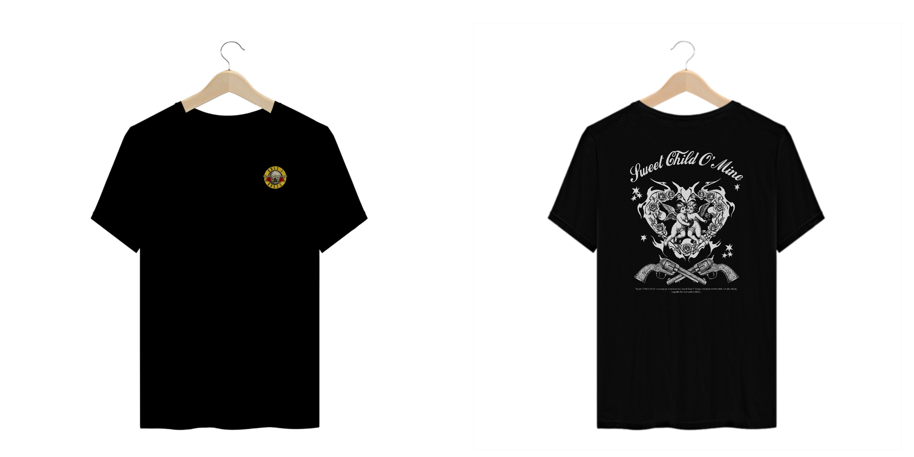 Camiseta Plus Size Guns N' Roses Sweet Child O' Mine V2 (Preta, Estampa Frente e Costas)