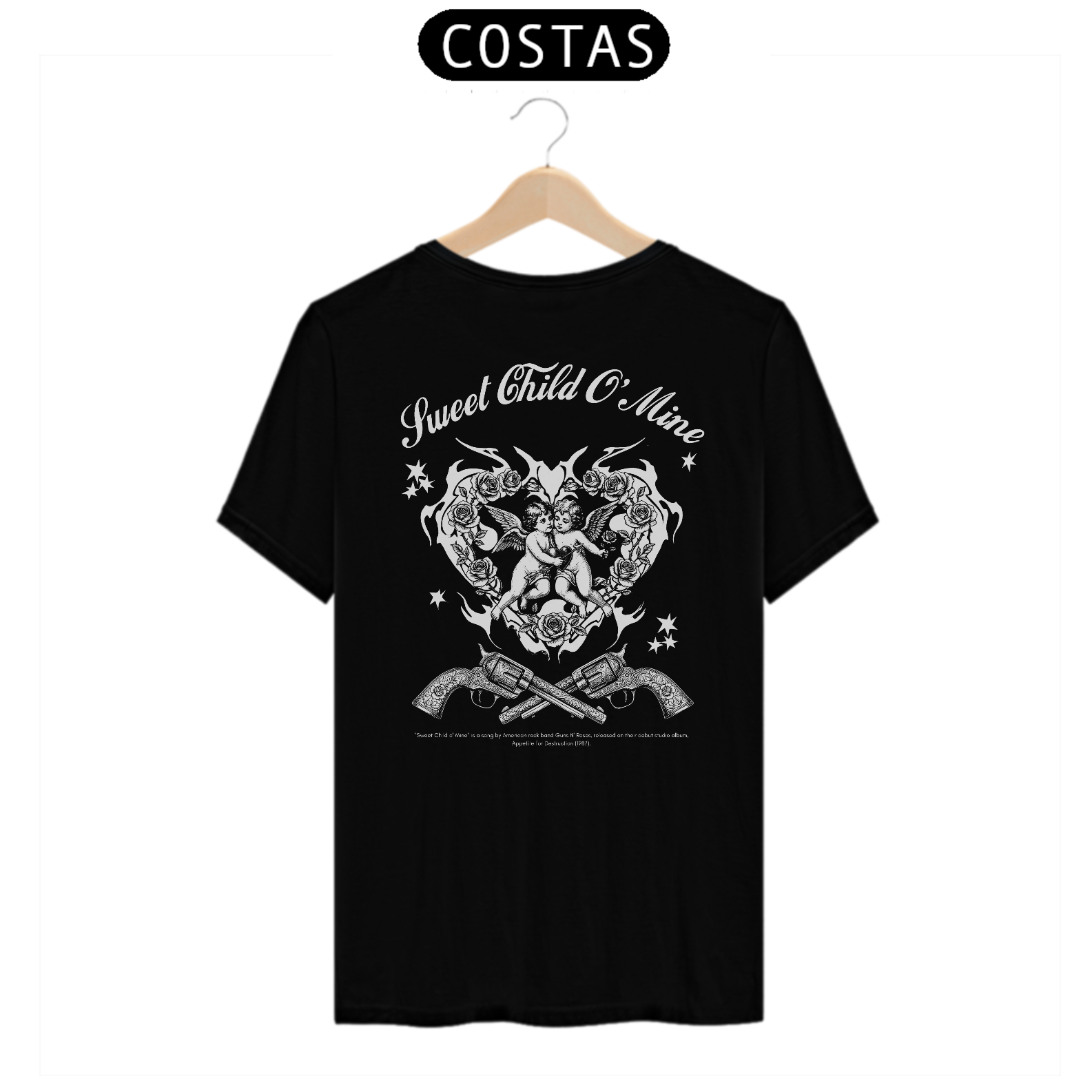 Camiseta Guns N' Roses Sweet Child O' Mine V2 (Preta, Estampa nas Costas)