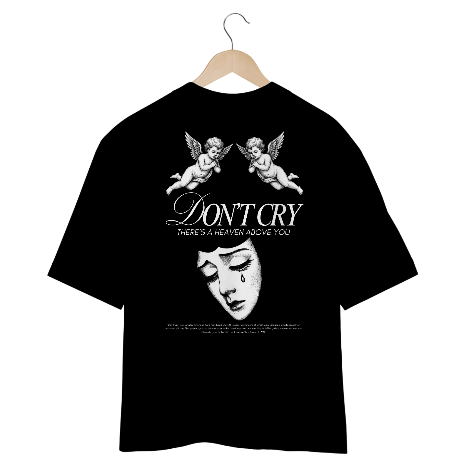 Camiseta Oversized Guns N' Roses Don't Cry (Preta, Estampa nas Costas)