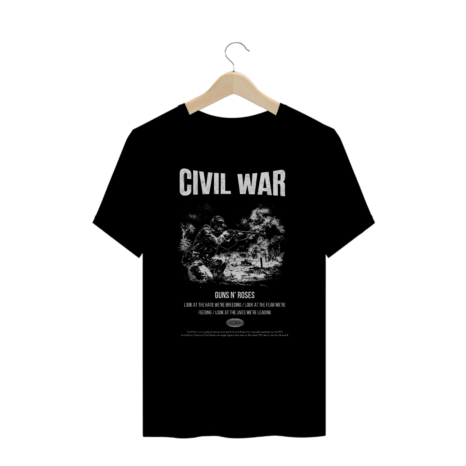 Camiseta Plus Size Guns N' Roses Civil War (Preta)