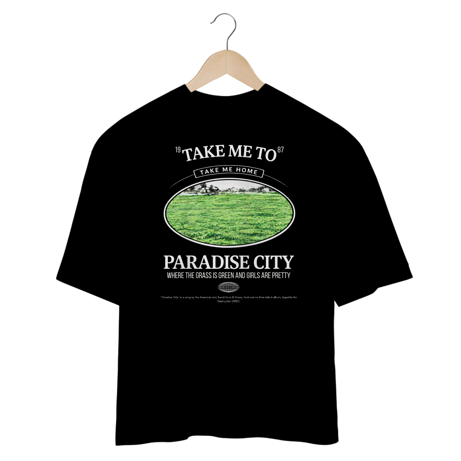 Camiseta Oversized Guns N' Roses Paradise City (Preta)