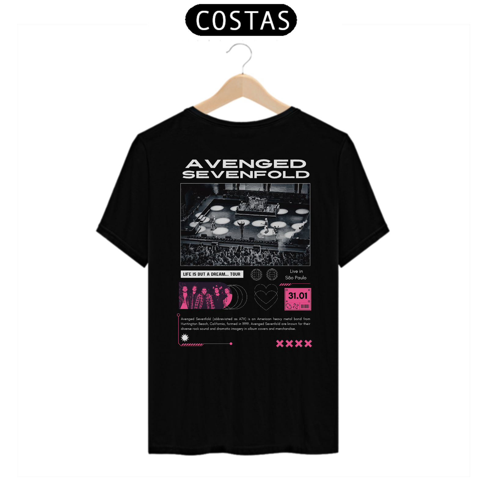 Camiseta Avenged Sevenfold Live in São Paulo 31.01 (Estampa nas Costas)