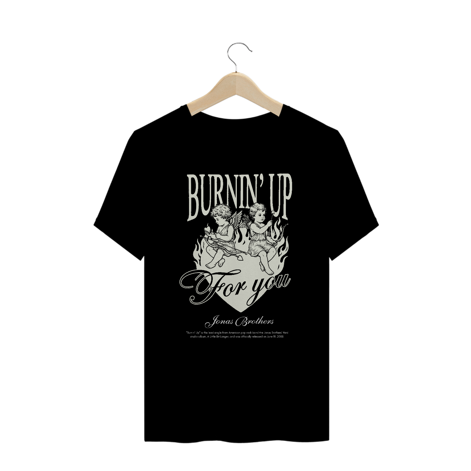 Camiseta Plus Size Jonas Brothers Burnin' Up (Preta)
